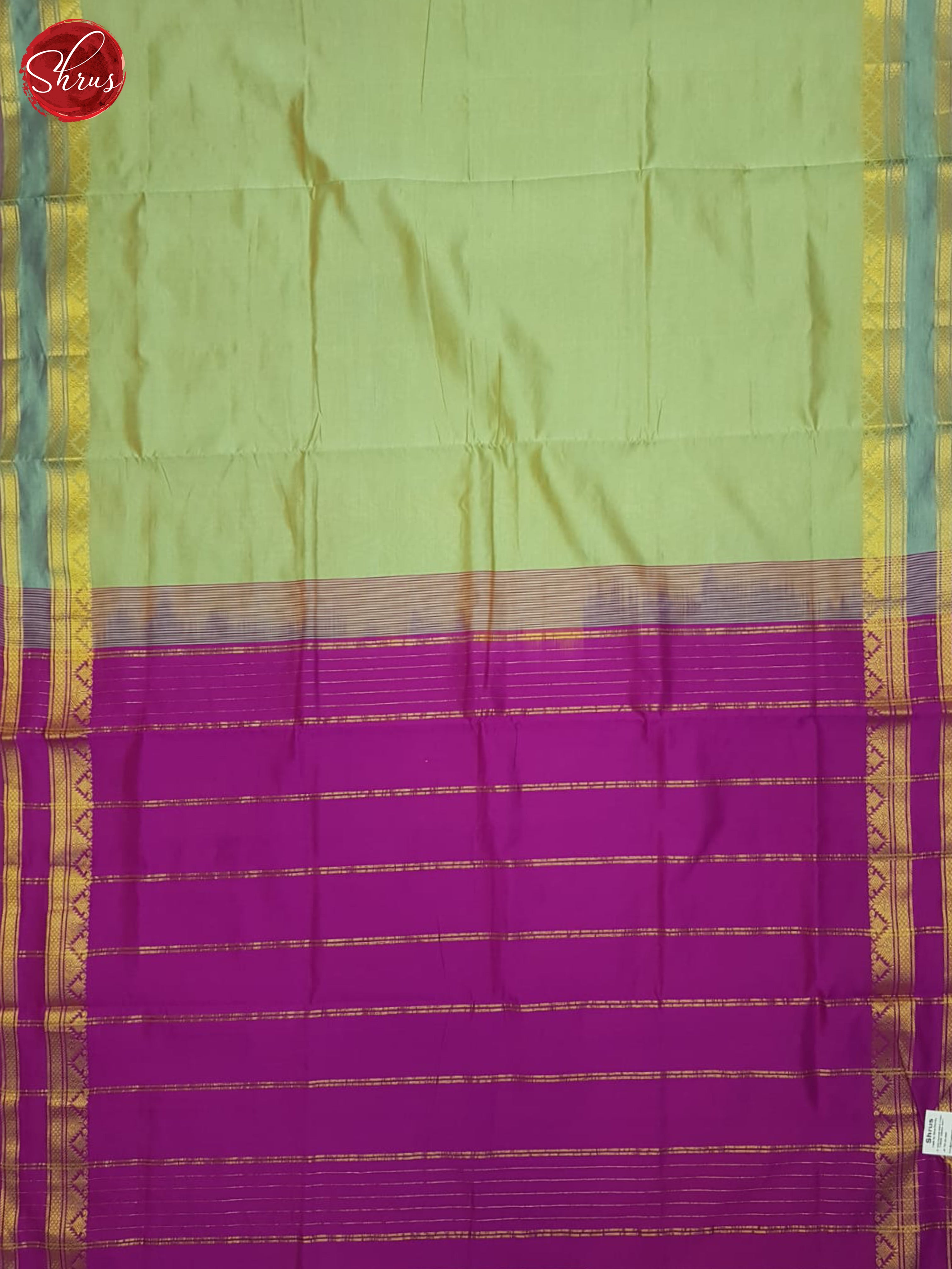 Green And Purple- Silk cotton Half-pure Saree - Shop on ShrusEternity.com