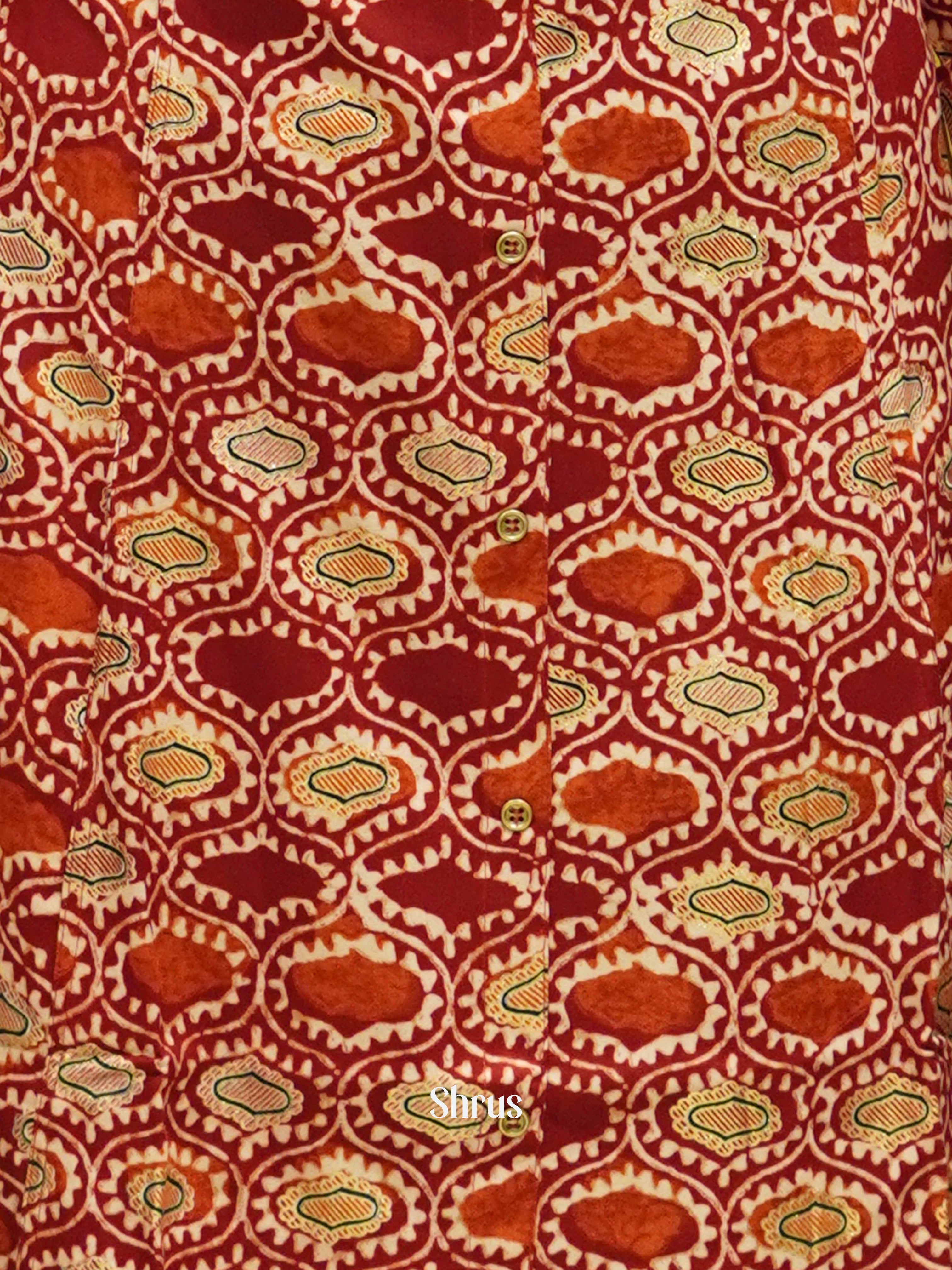 Red -Printed Readymade Kurti - Shop on ShrusEternity.com