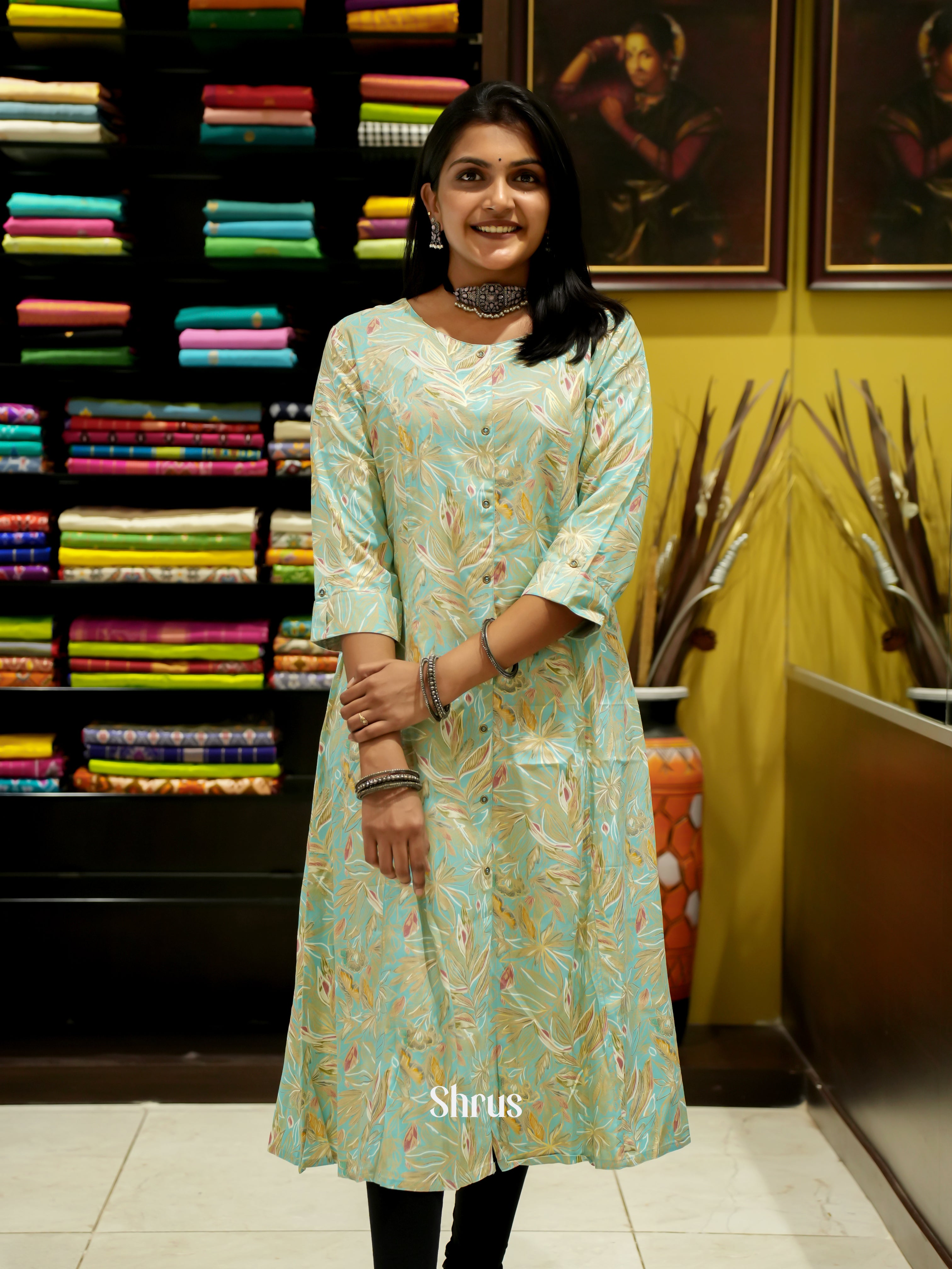 Green - Readymade kurti - Shop on ShrusEternity.com