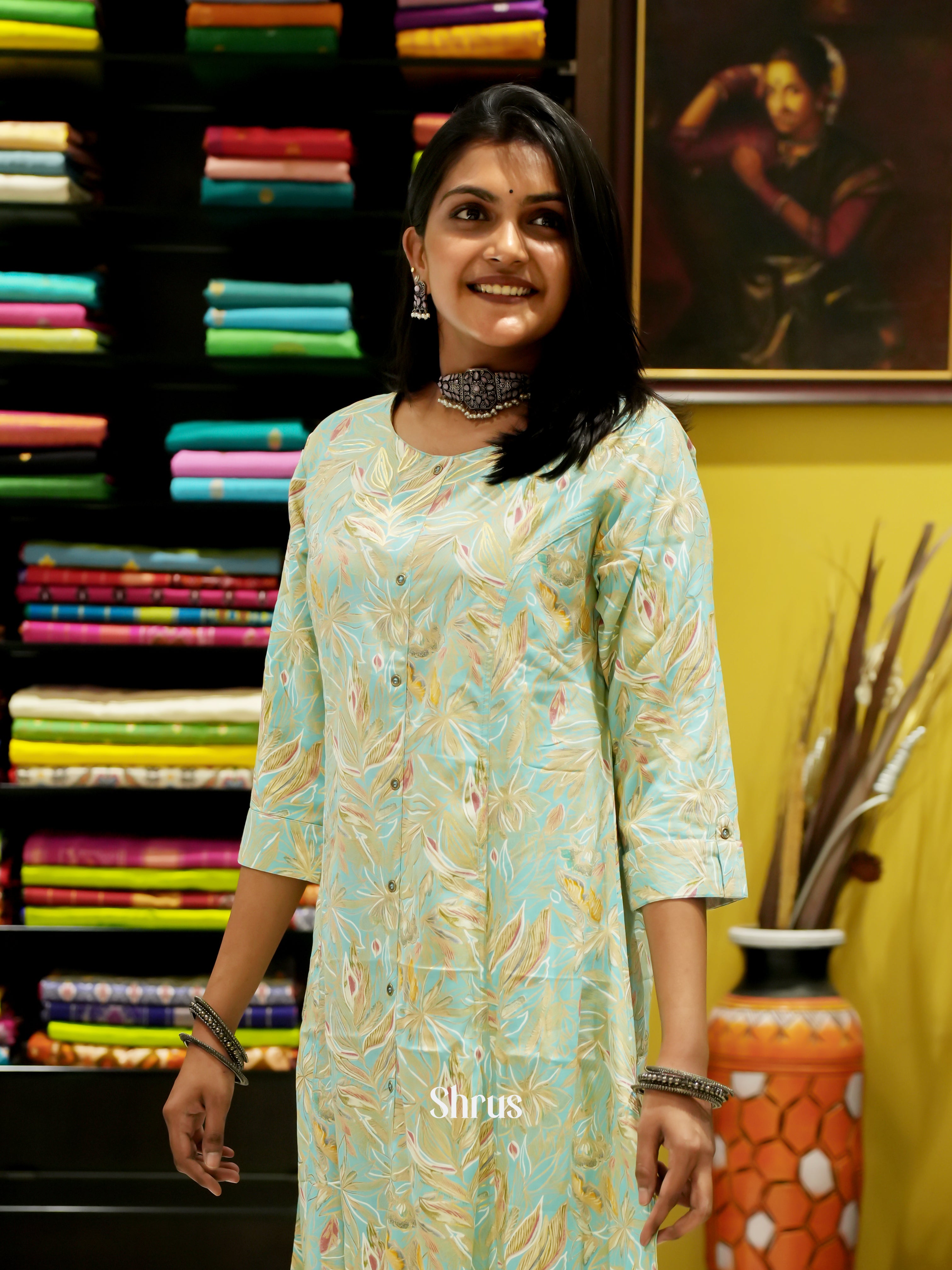 Green - Readymade kurti - Shop on ShrusEternity.com