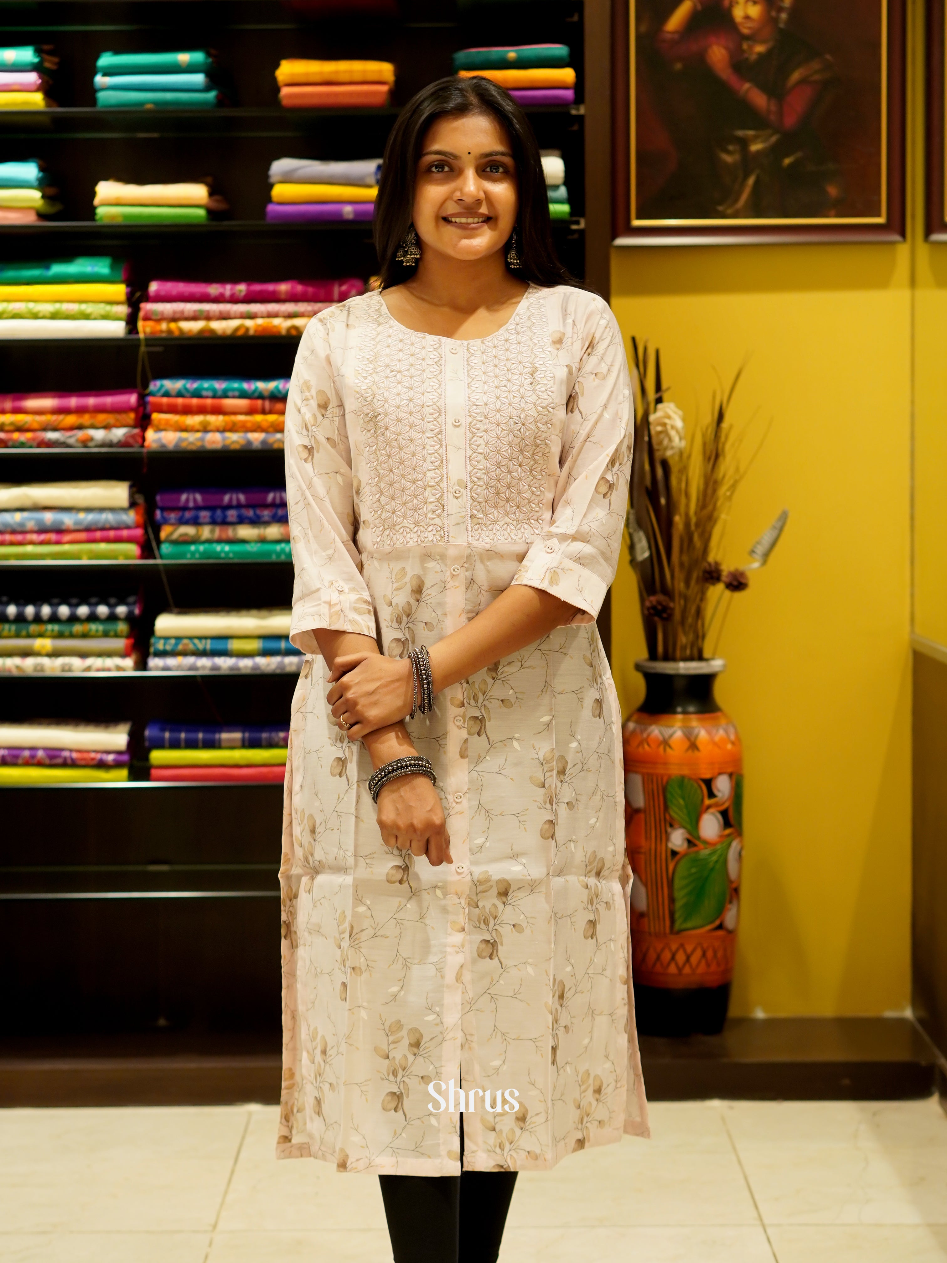 Cream - Readymade Kurti - Shop on ShrusEternity.com