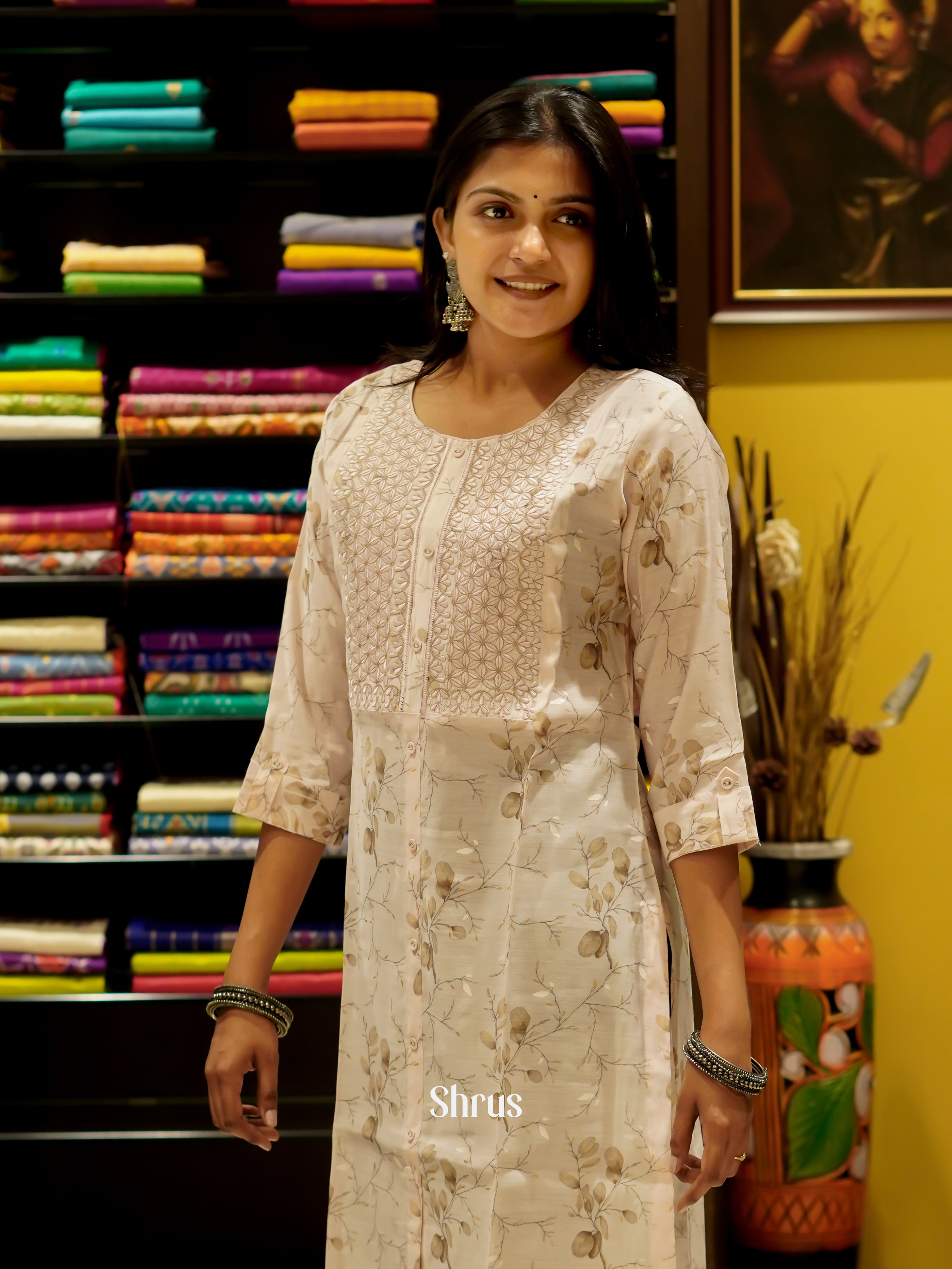 Cream - Readymade Kurti - Shop on ShrusEternity.com