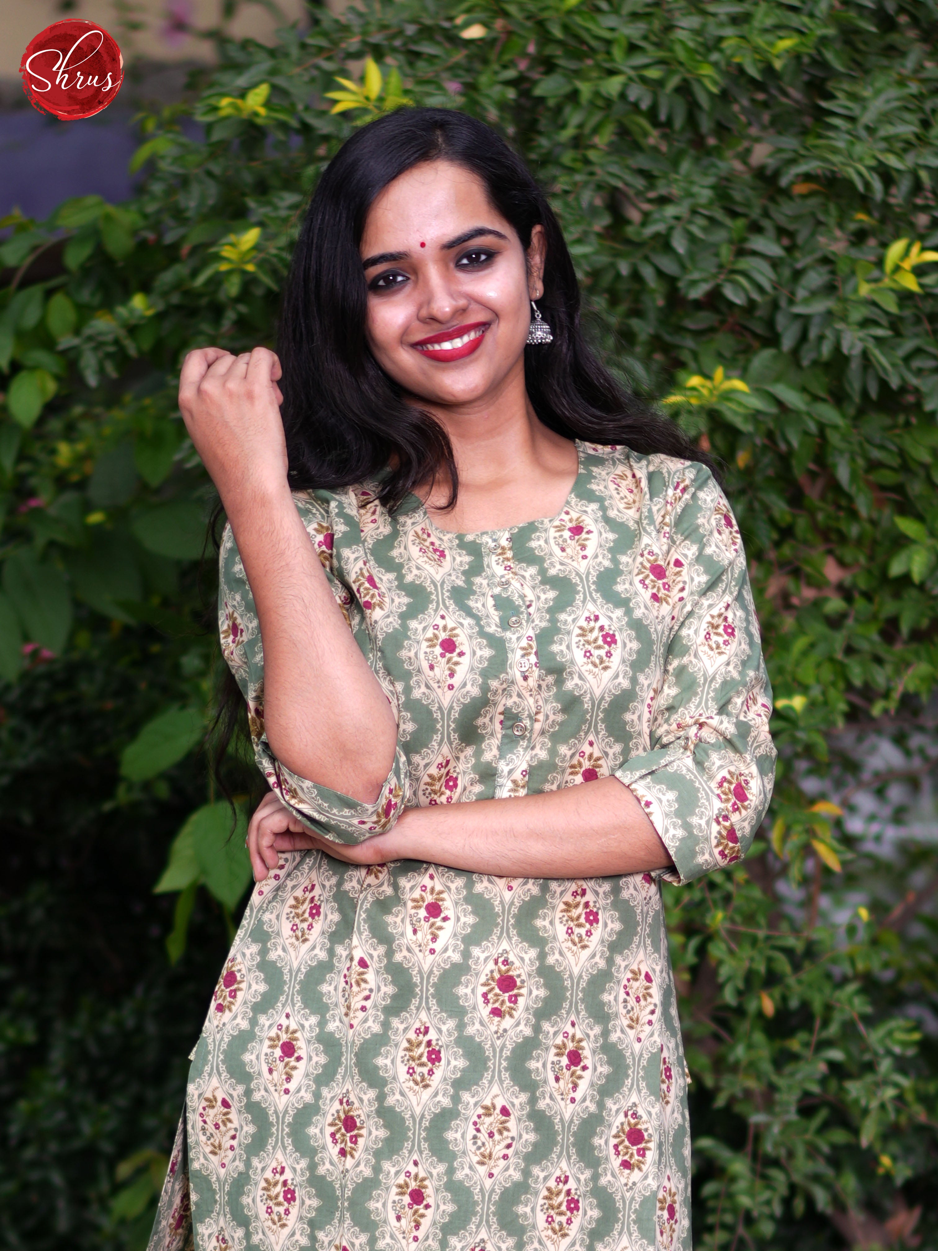 Green - Printed Readymade Kurti - Shop on ShrusEternity.com