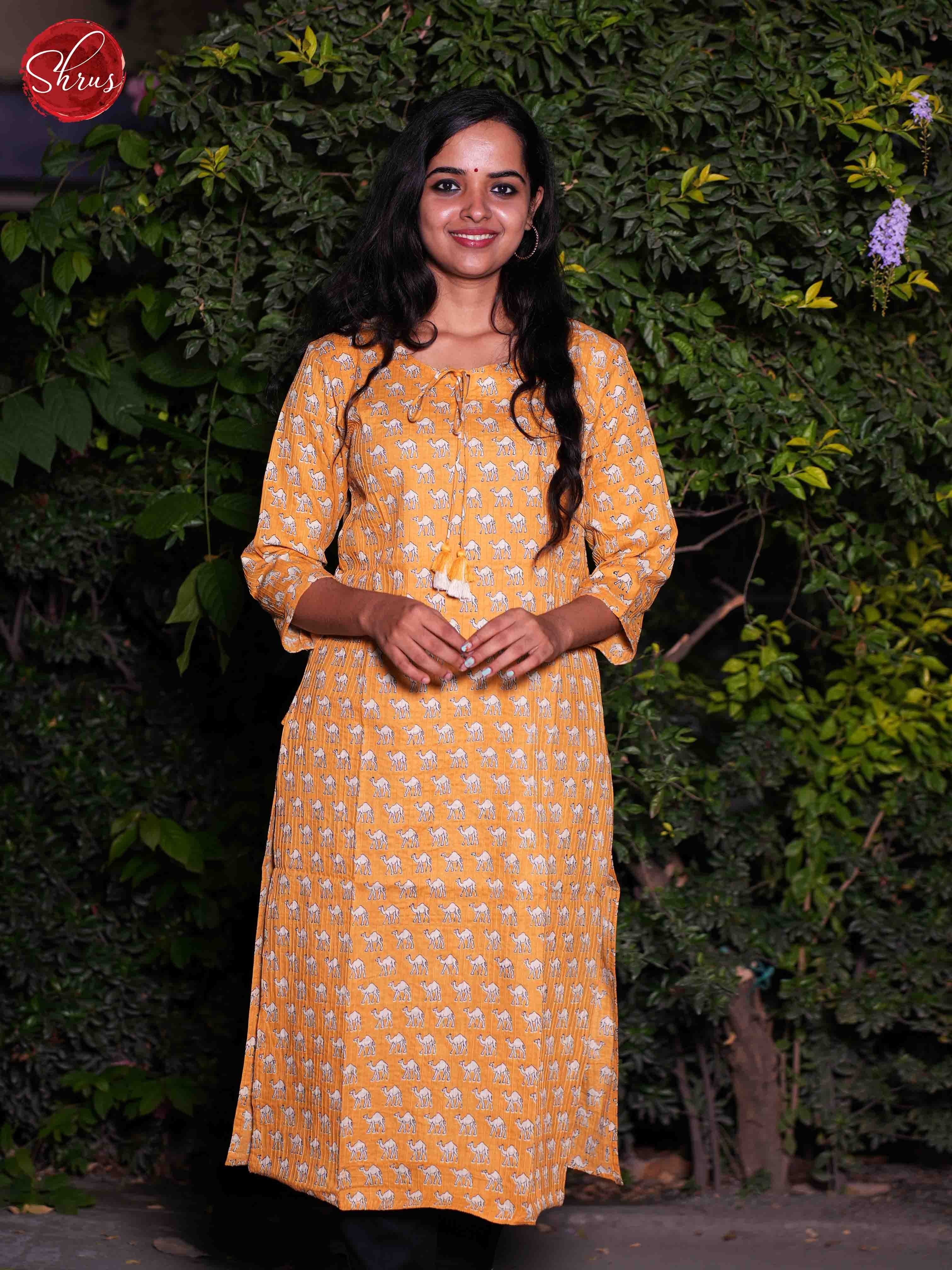 Orange - Readymade Kurti - Shop on ShrusEternity.com