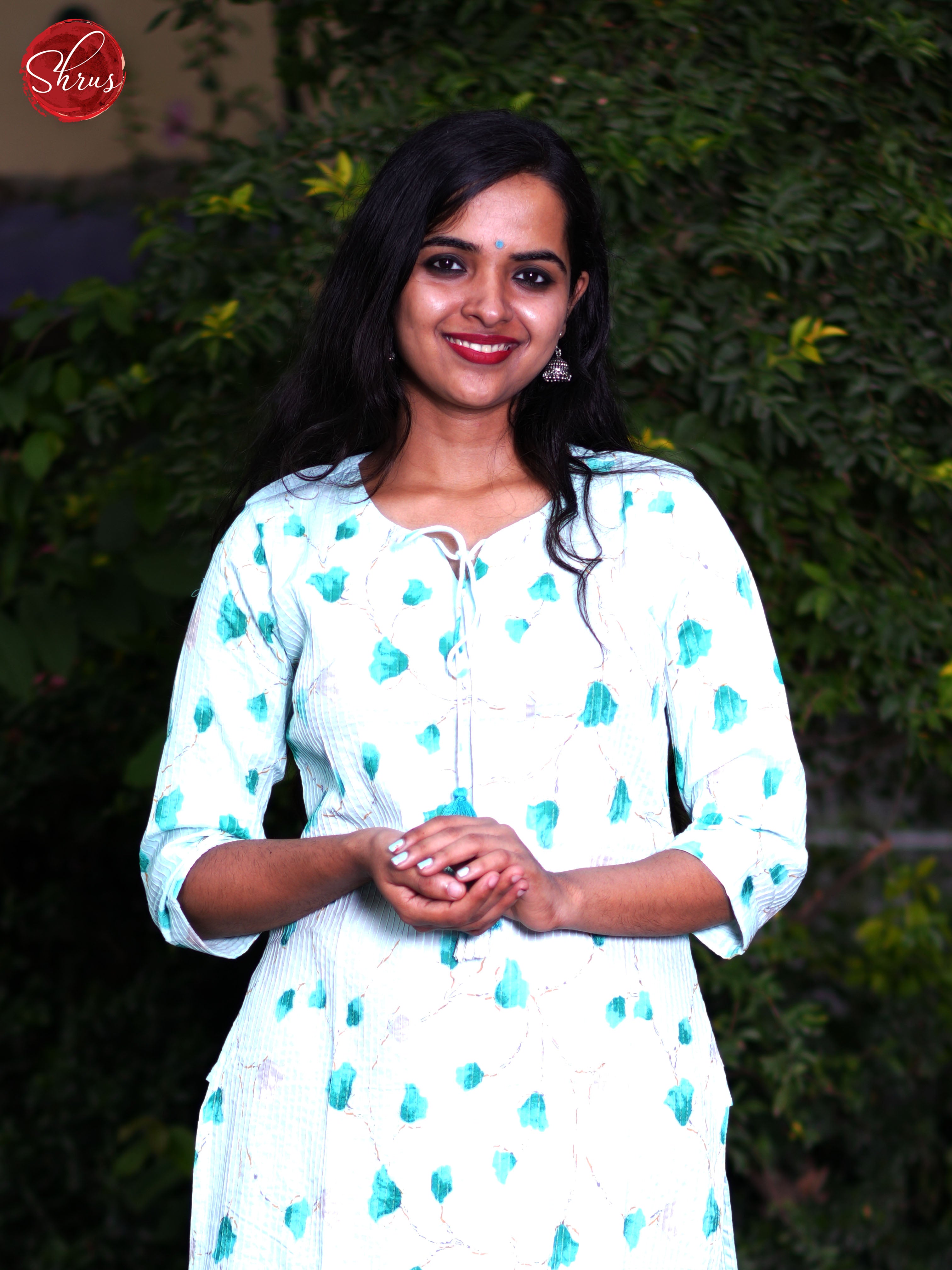 Cream & Blue - Readymade Kurti - Shop on ShrusEternity.com