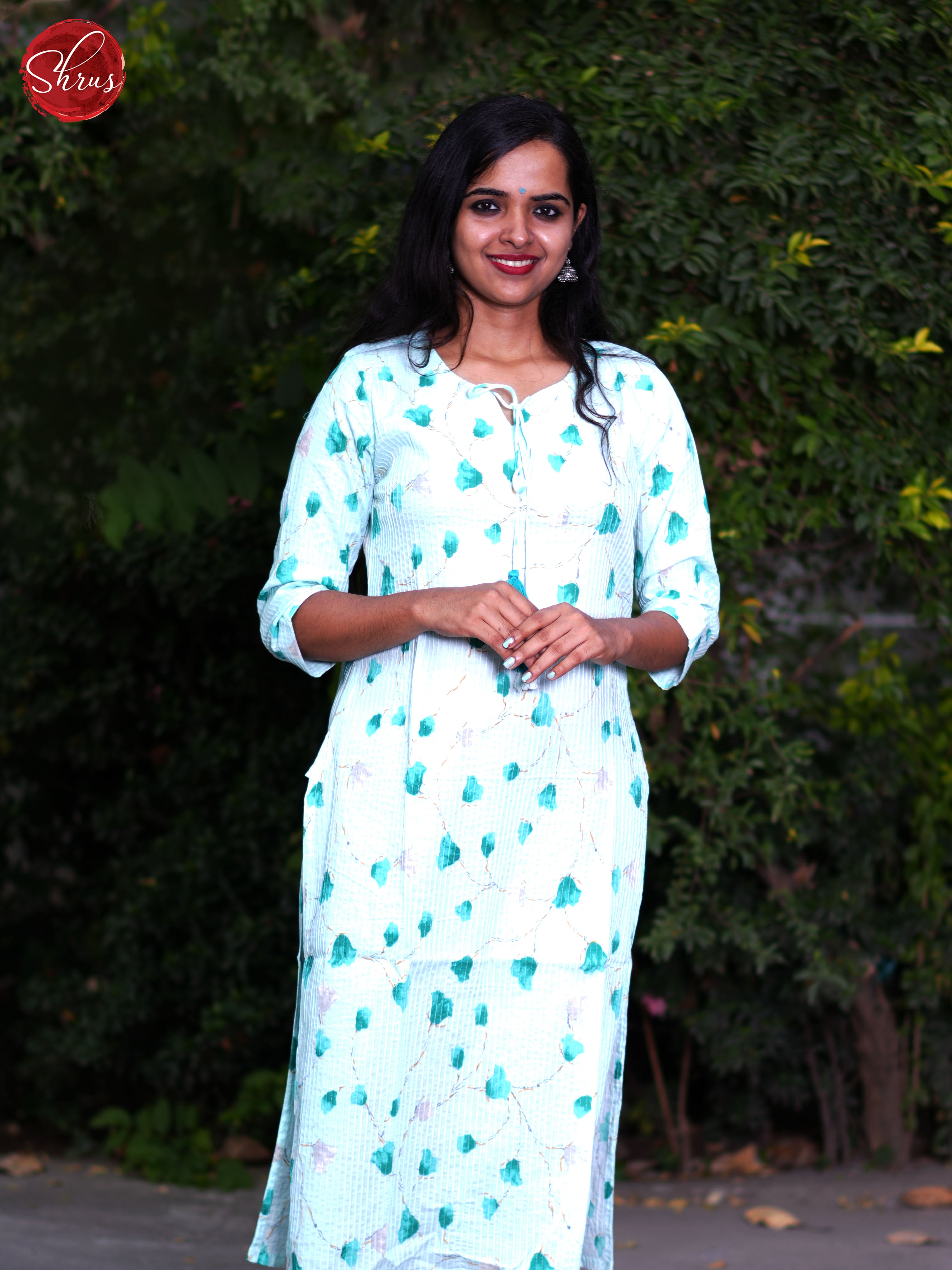Cream & Blue - Readymade Kurti - Shop on ShrusEternity.com