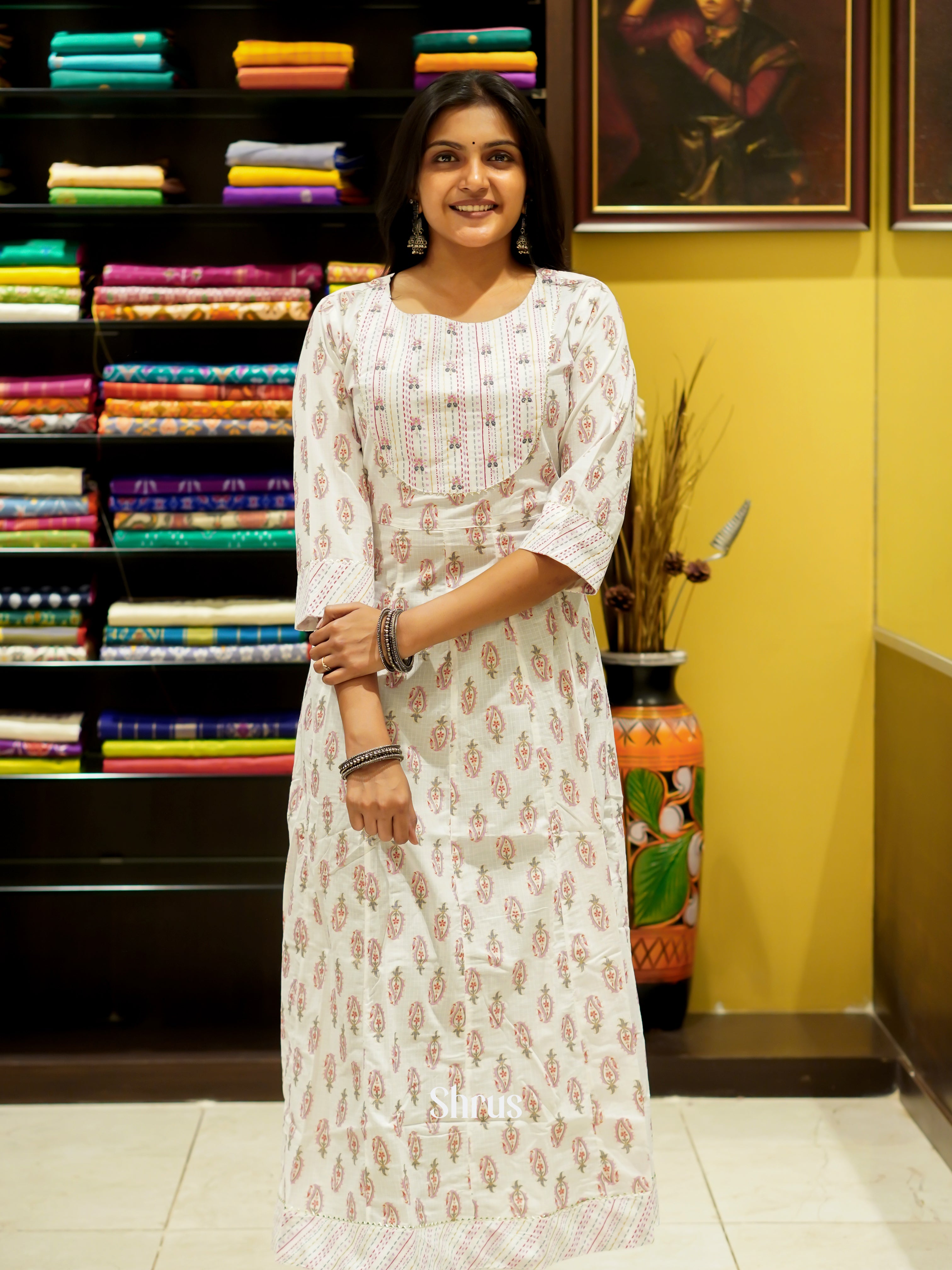 Cream - Readymade Kurti - Shop on ShrusEternity.com