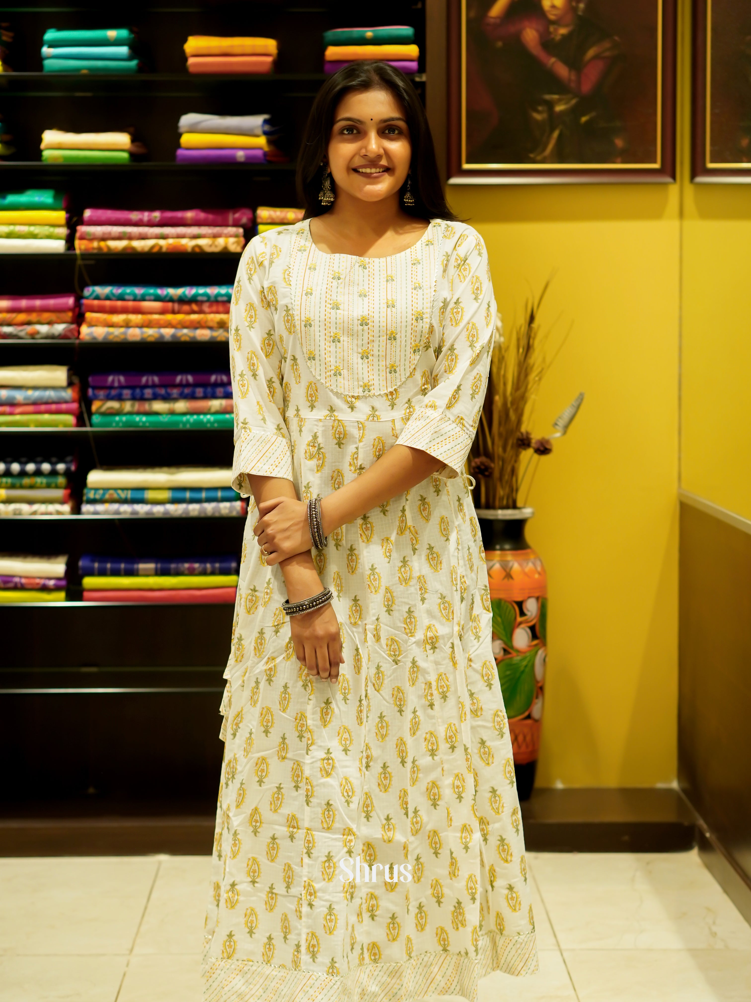 Cream - Readymade Kurti - Shop on ShrusEternity.com