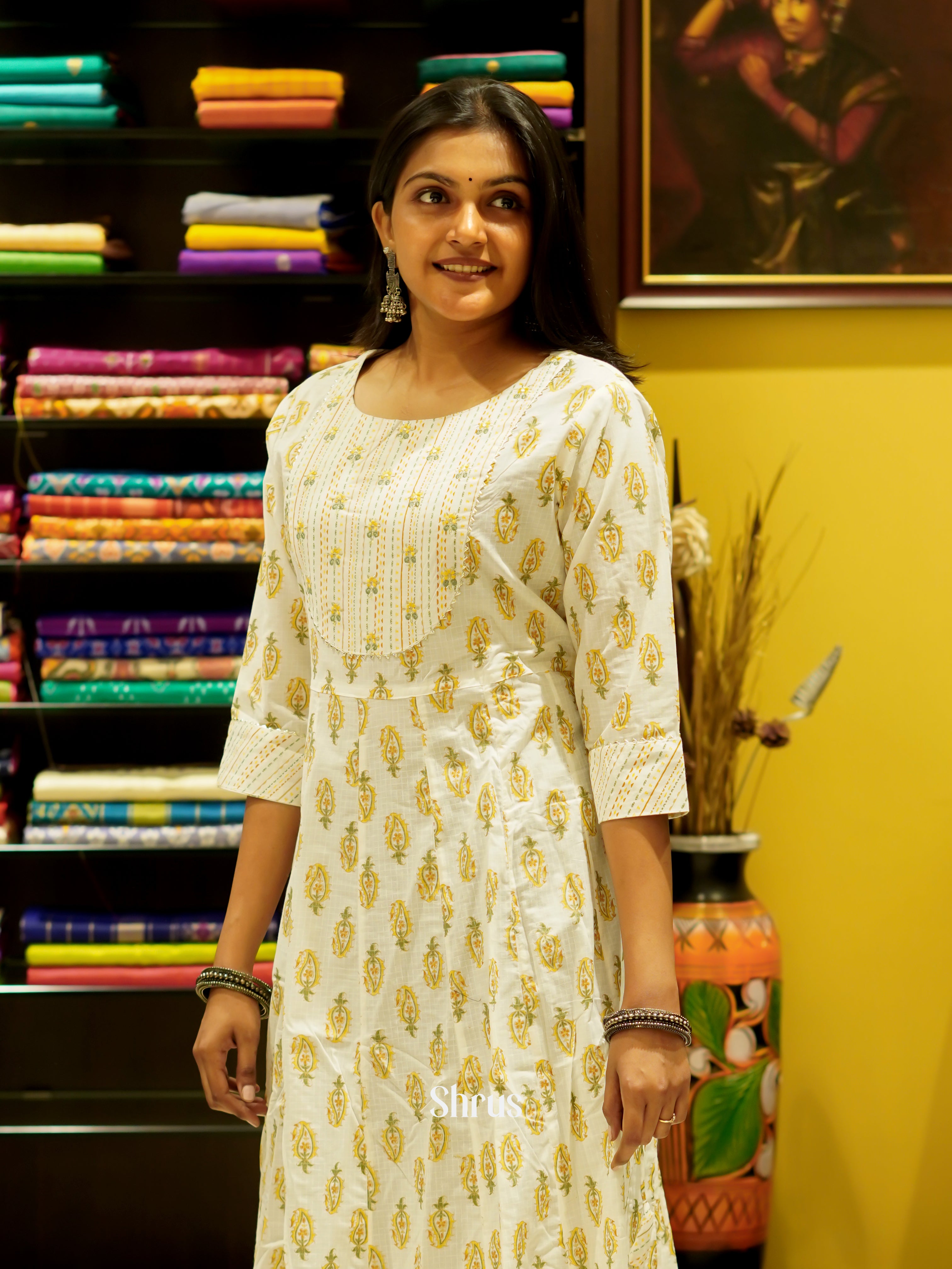 Cream - Readymade Kurti - Shop on ShrusEternity.com