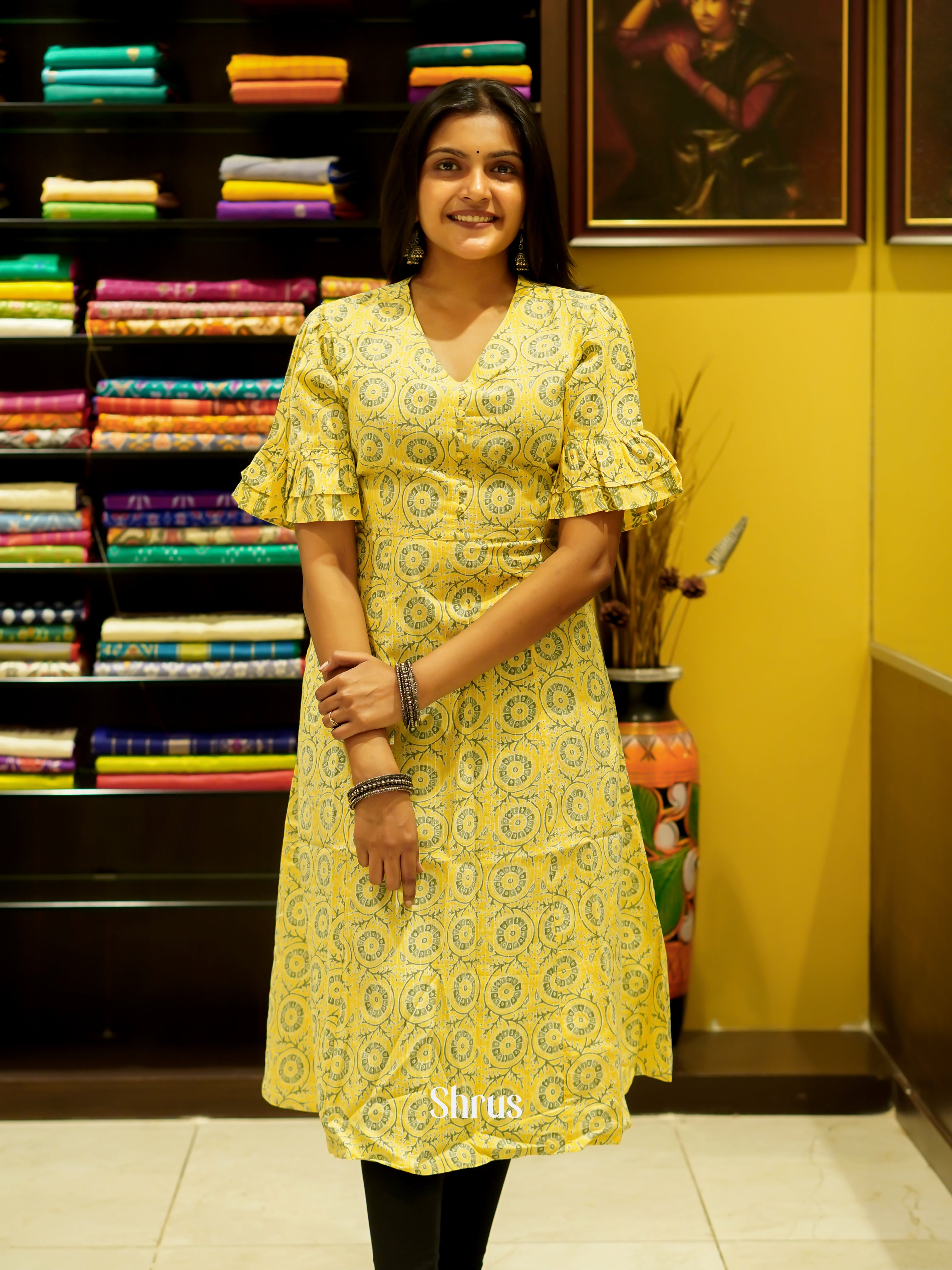 Yellow - Readymade Kurti - Shop on ShrusEternity.com