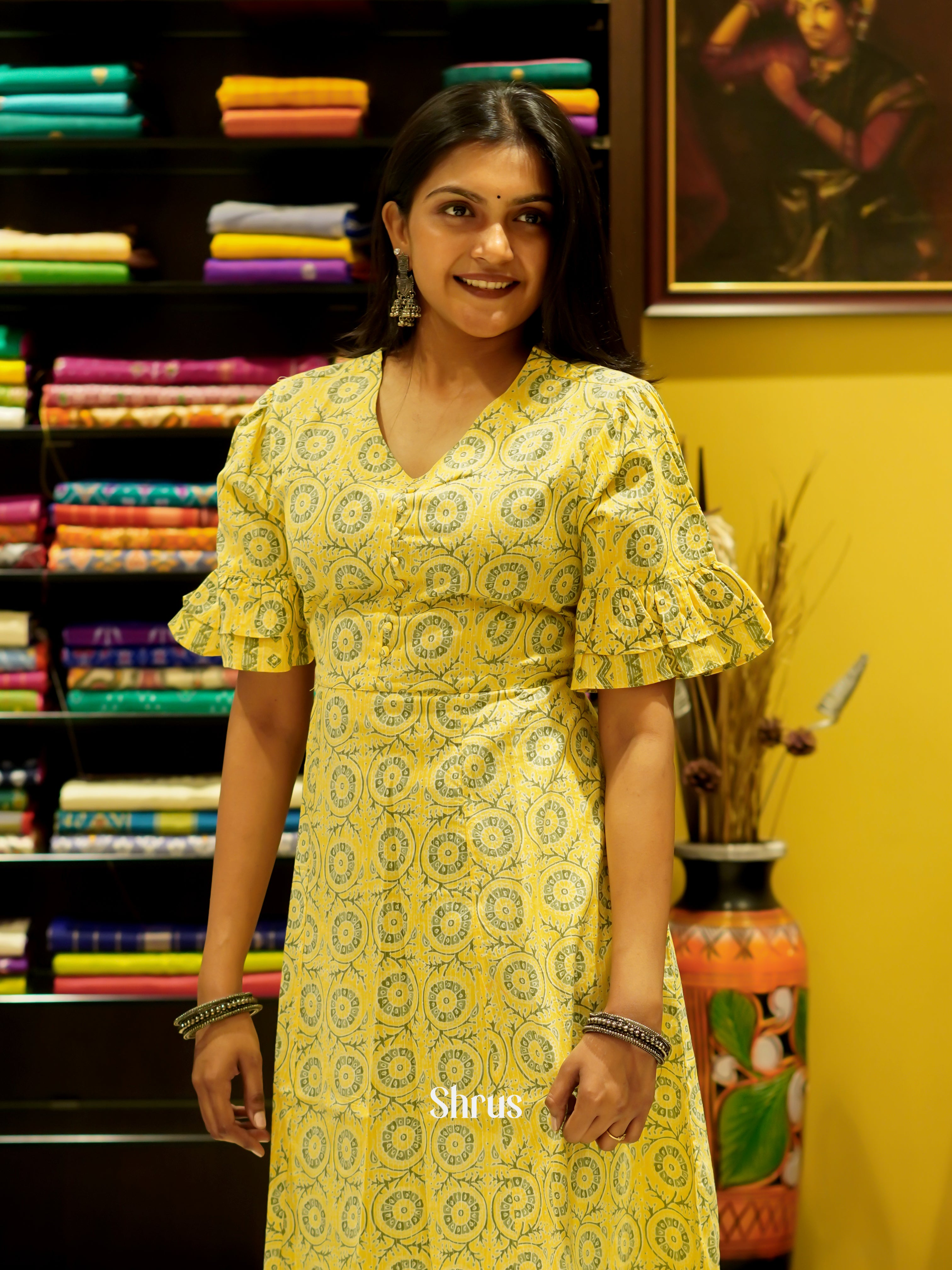 Yellow - Readymade Kurti - Shop on ShrusEternity.com