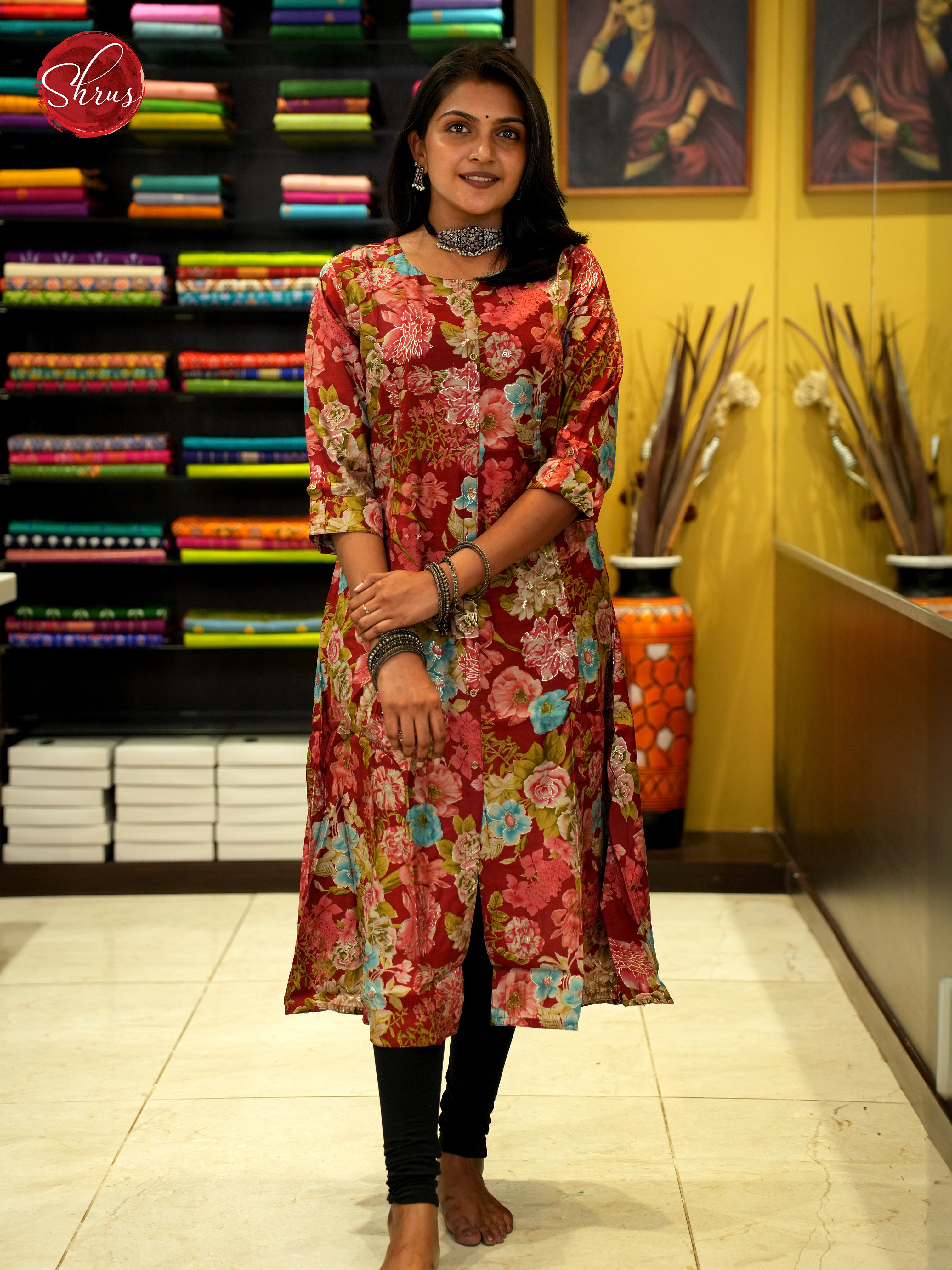 Red - Readymade Printed Kurti - Shop on ShrusEternity.com