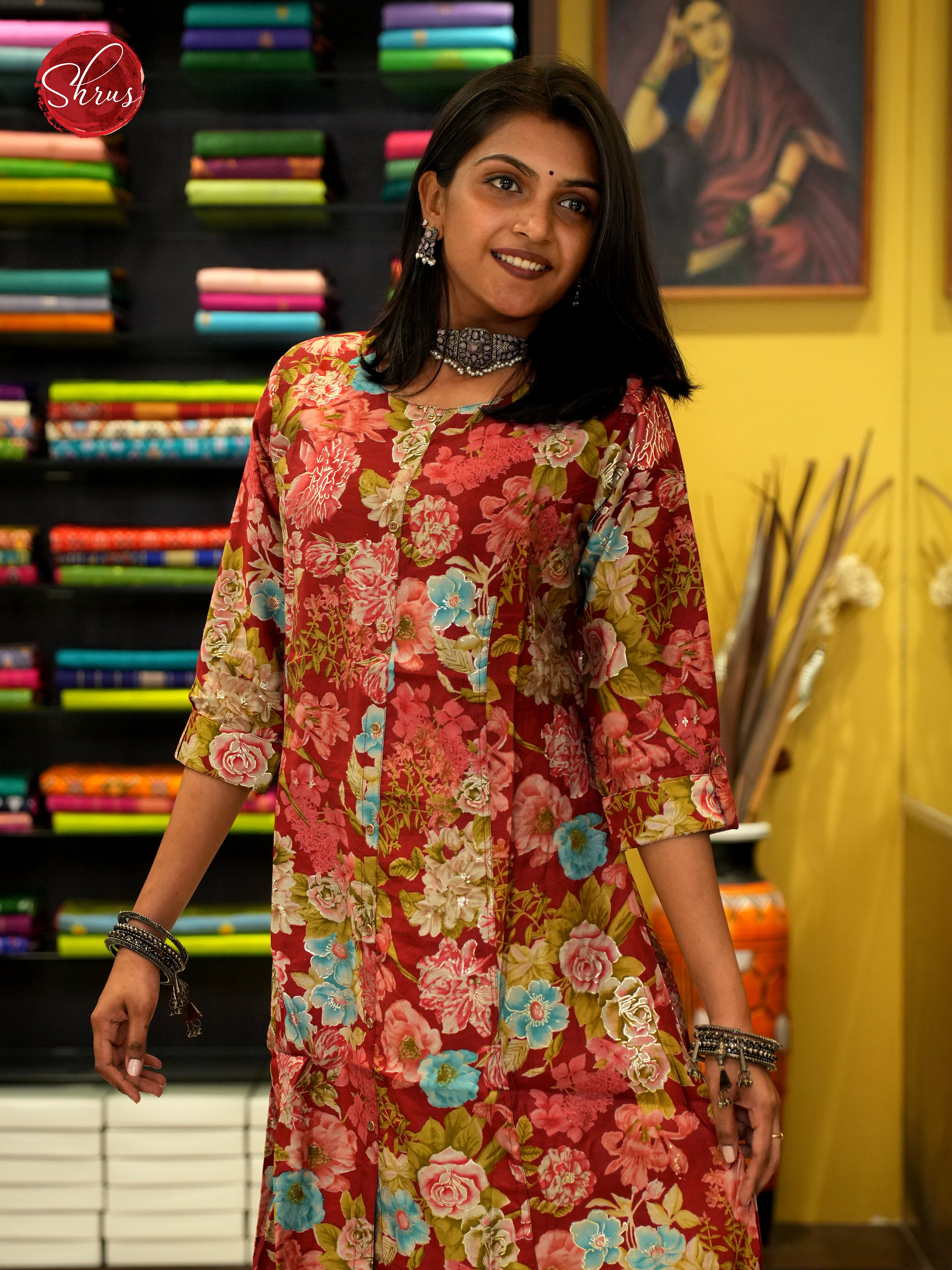 Red - Readymade Printed Kurti - Shop on ShrusEternity.com