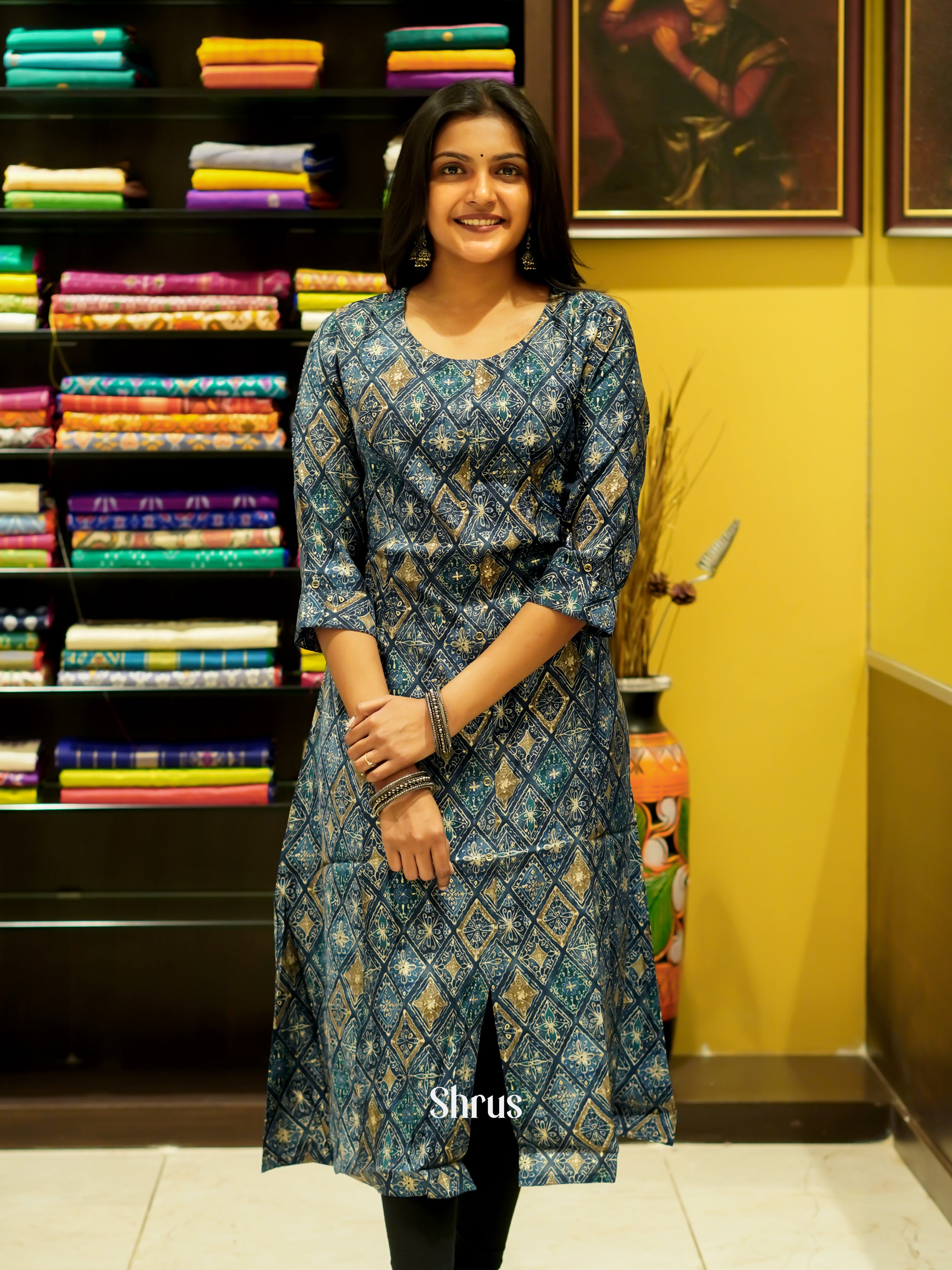 Blue - Readymade Kurti - Shop on ShrusEternity.com