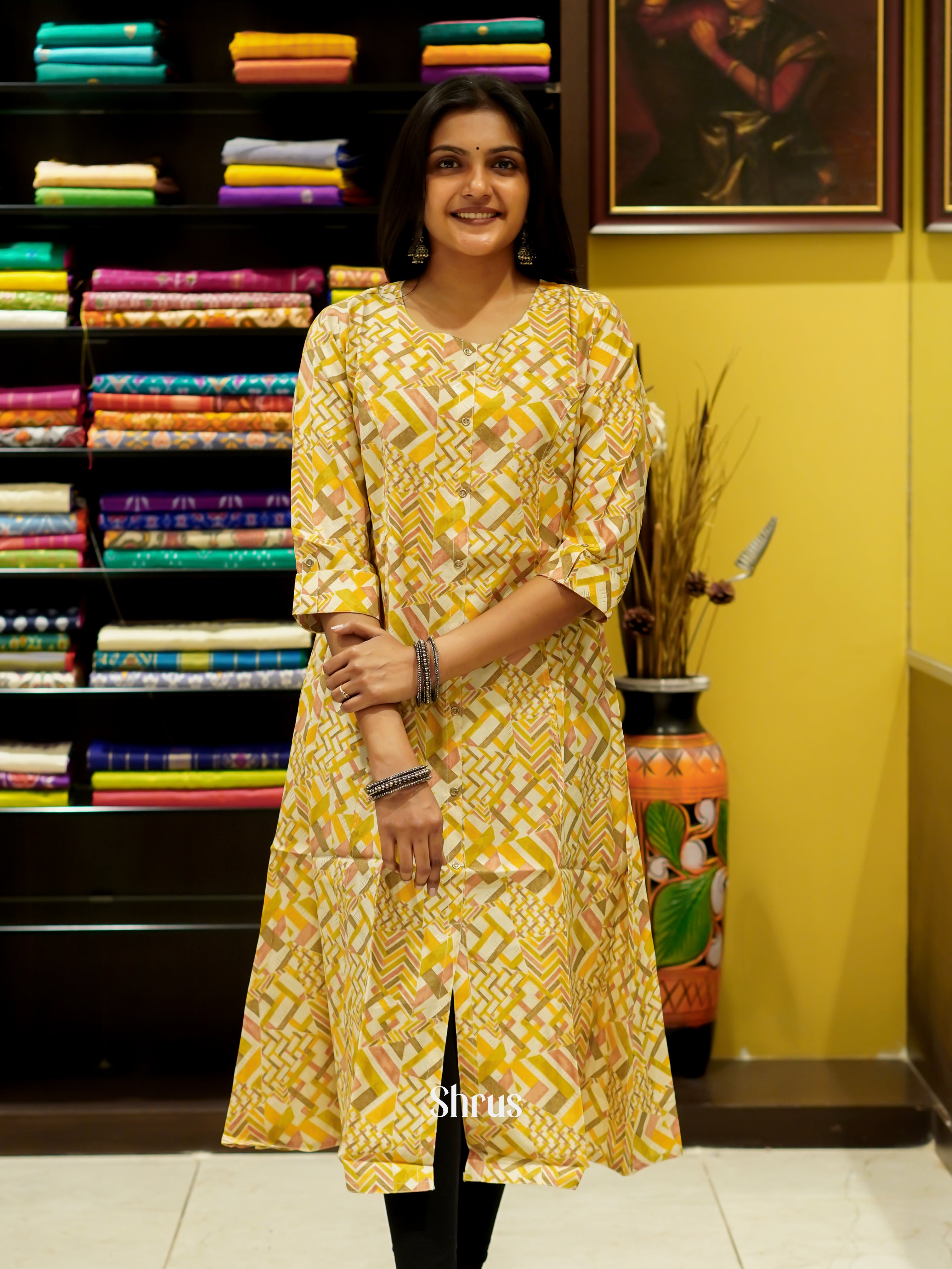 Yellow - Readymade Kurti - Shop on ShrusEternity.com
