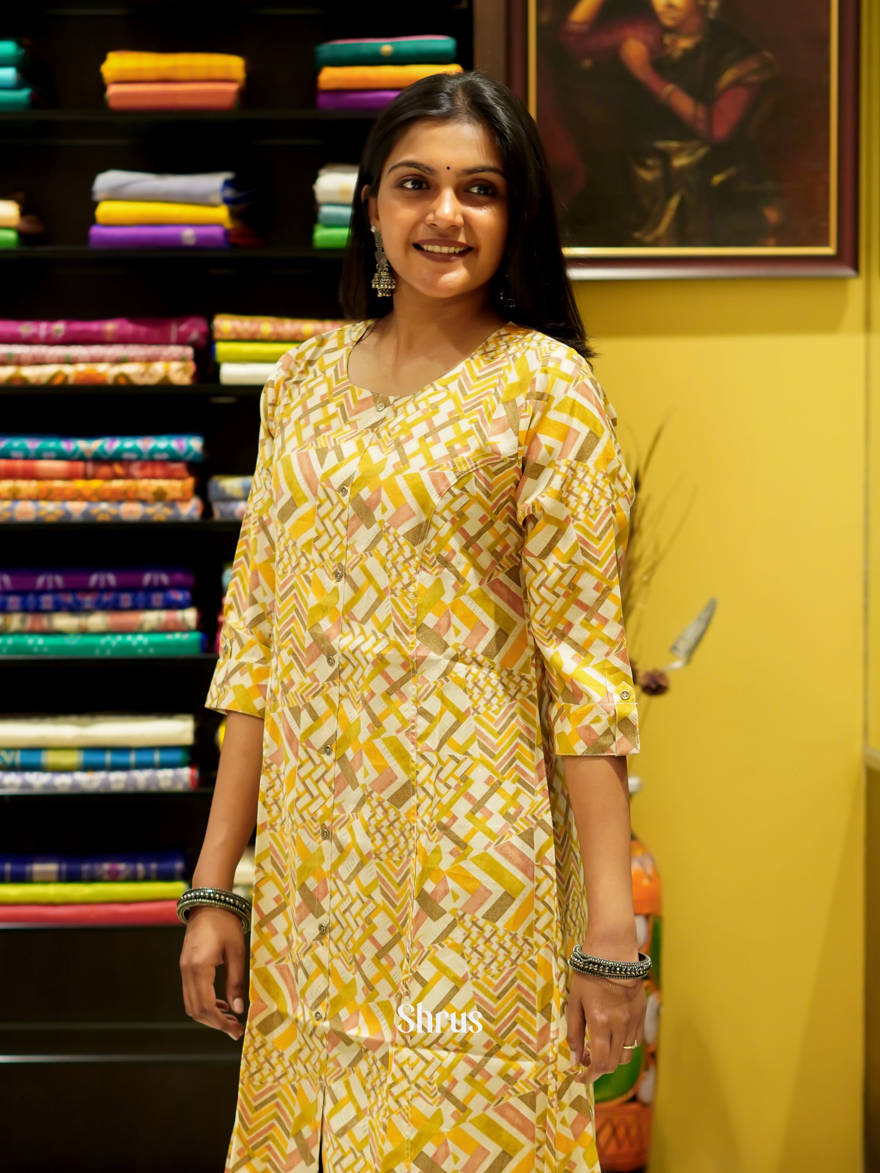 Yellow - Readymade Kurti - Shop on ShrusEternity.com