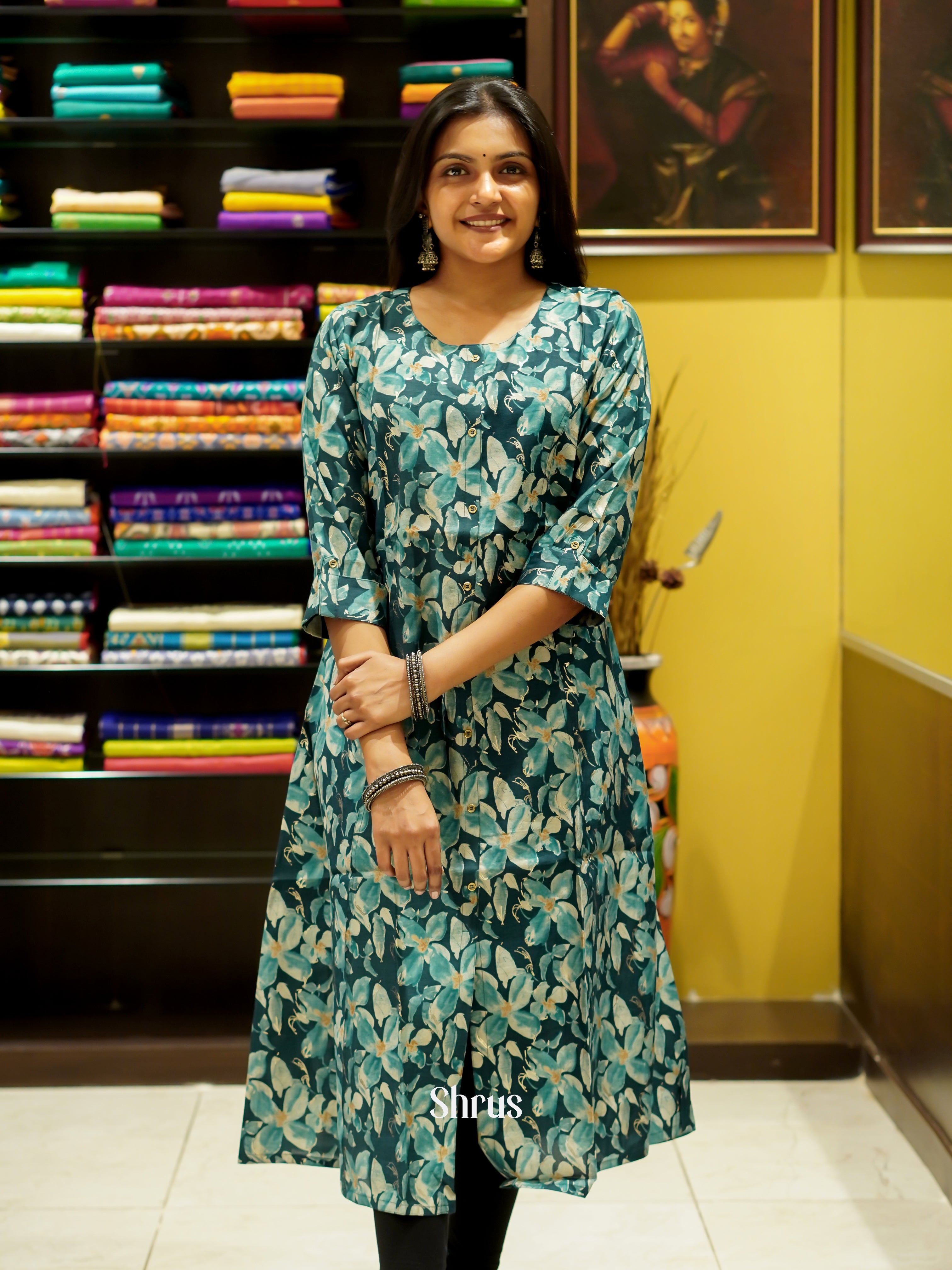 Green - Readymade Kurti - Shop on ShrusEternity.com