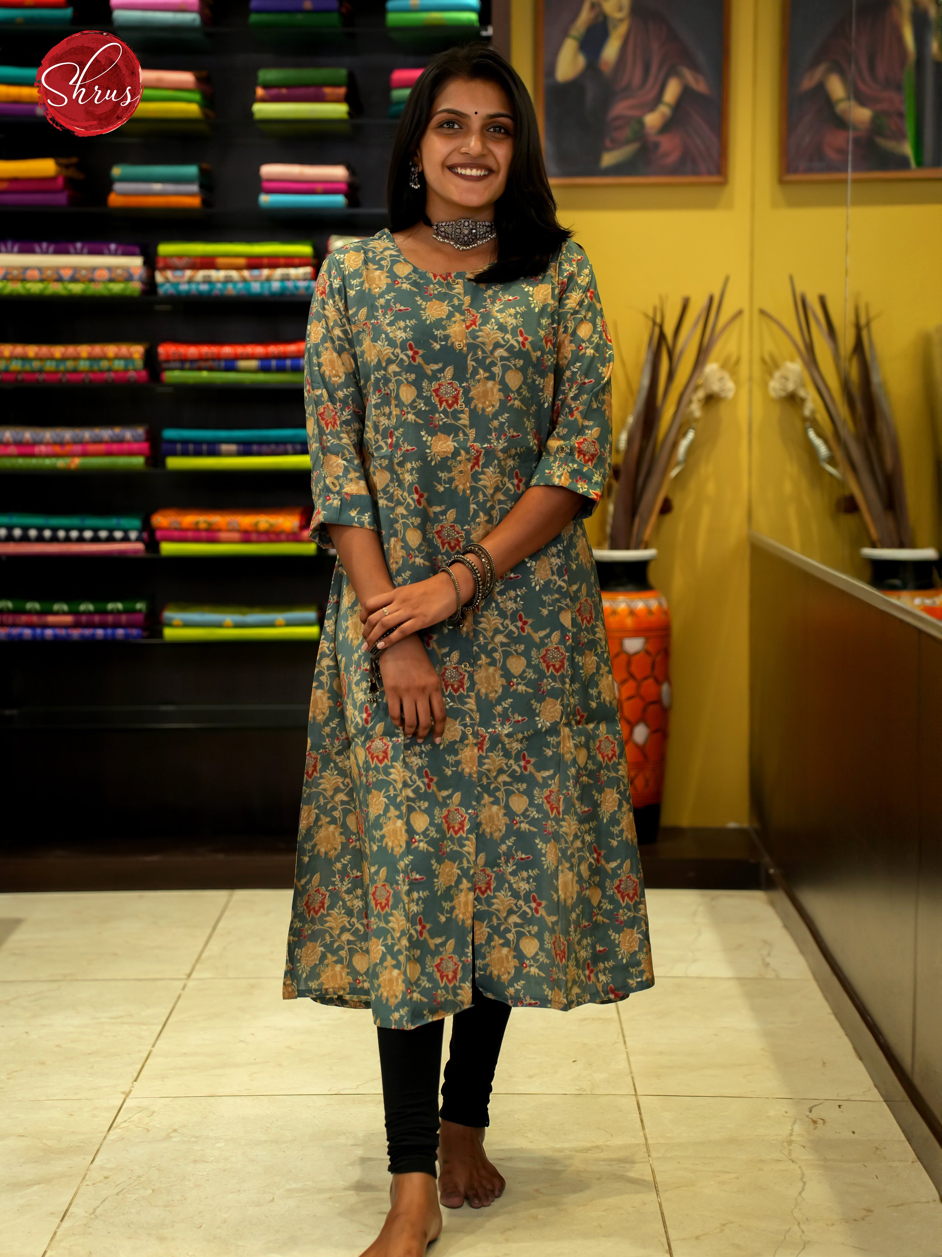 Grey - Readymade Printed Kurti - Shop on ShrusEternity.com