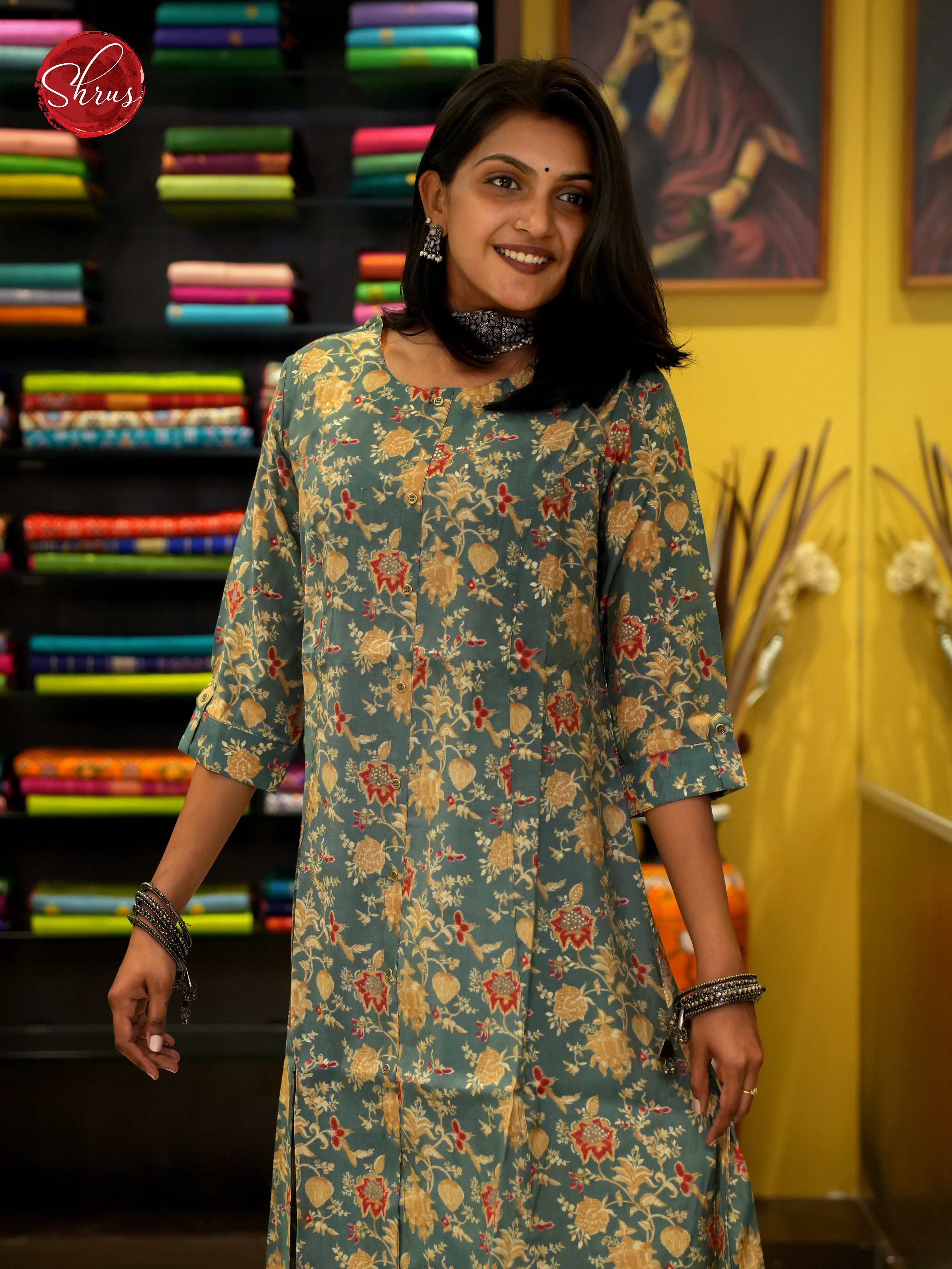 Grey - Readymade Printed Kurti - Shop on ShrusEternity.com