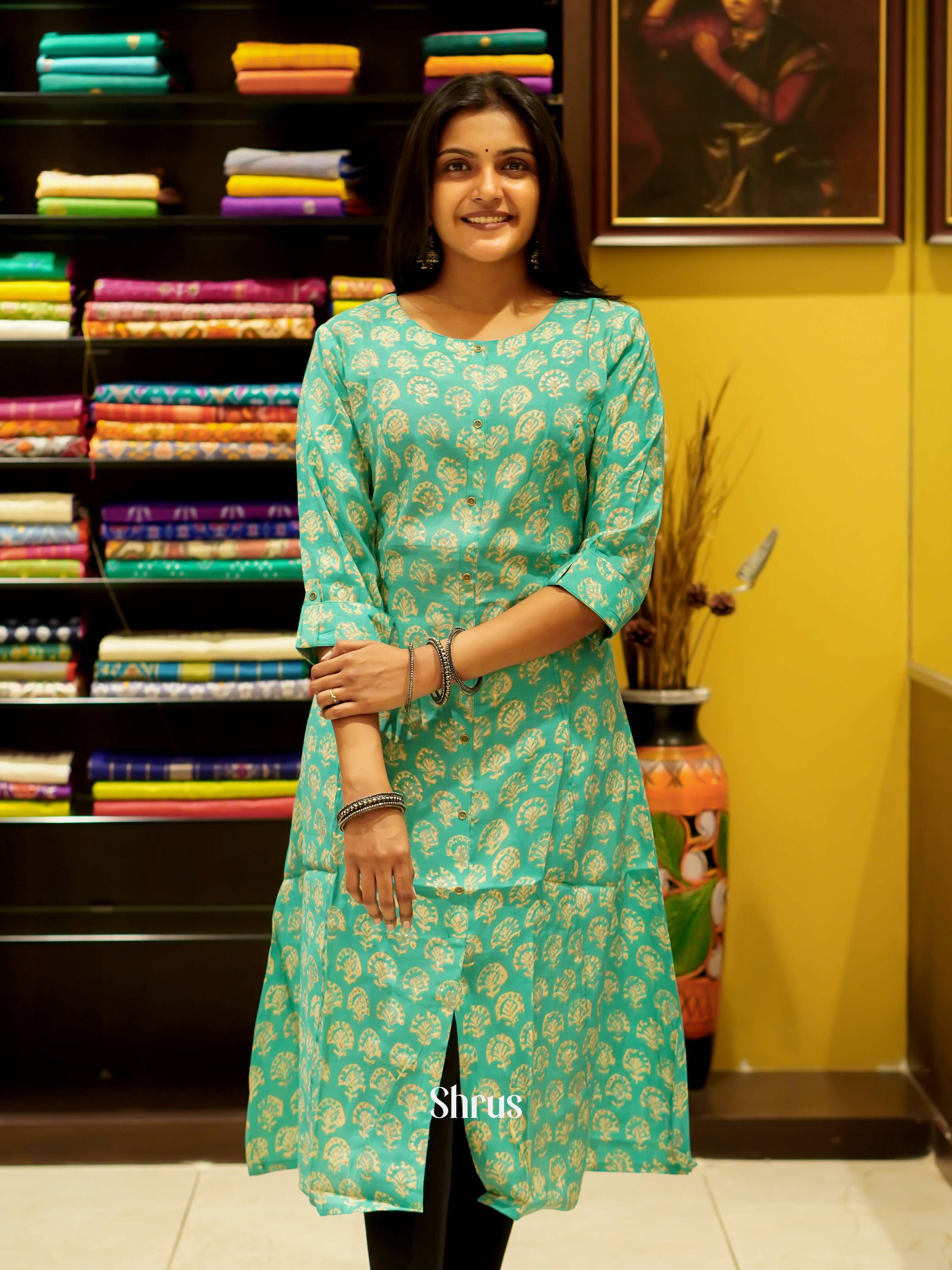 Green - Readymade Kurti - Shop on ShrusEternity.com