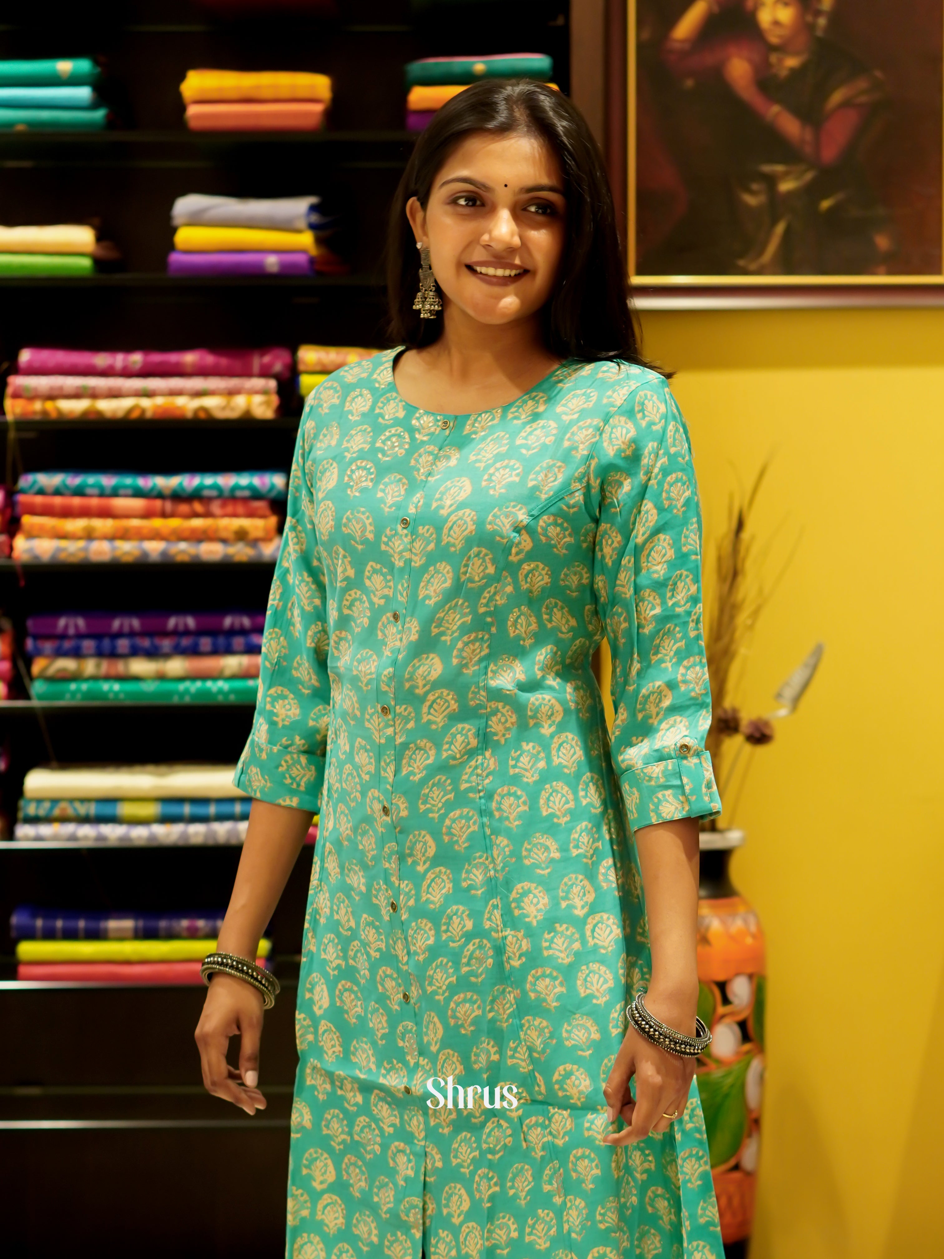 Green - Readymade Kurti - Shop on ShrusEternity.com