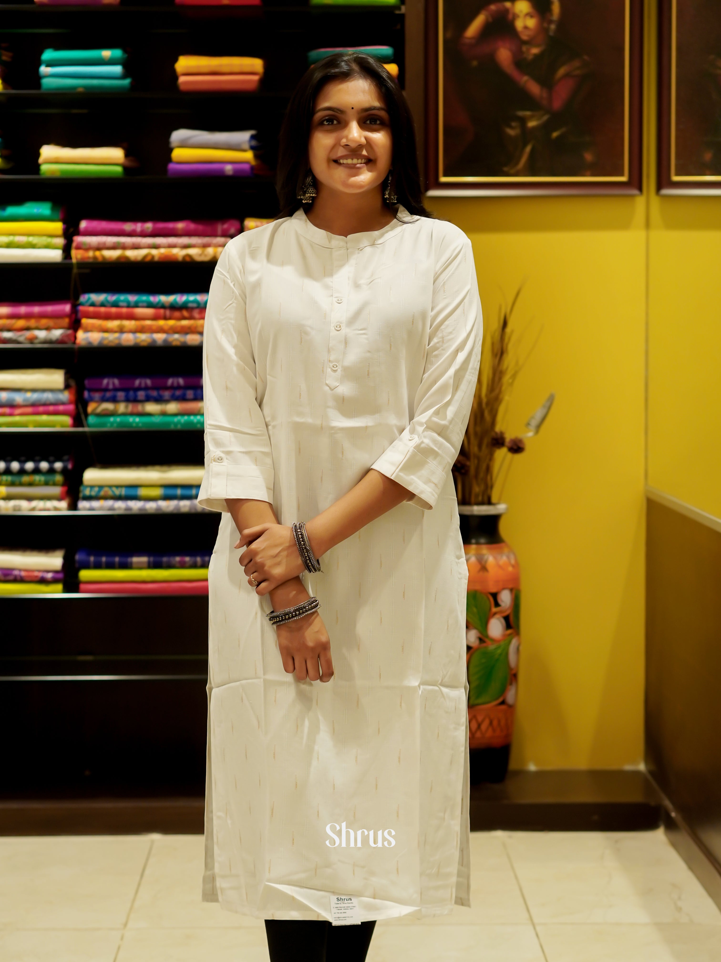 Cream - Readymade kurti - Shop on ShrusEternity.com