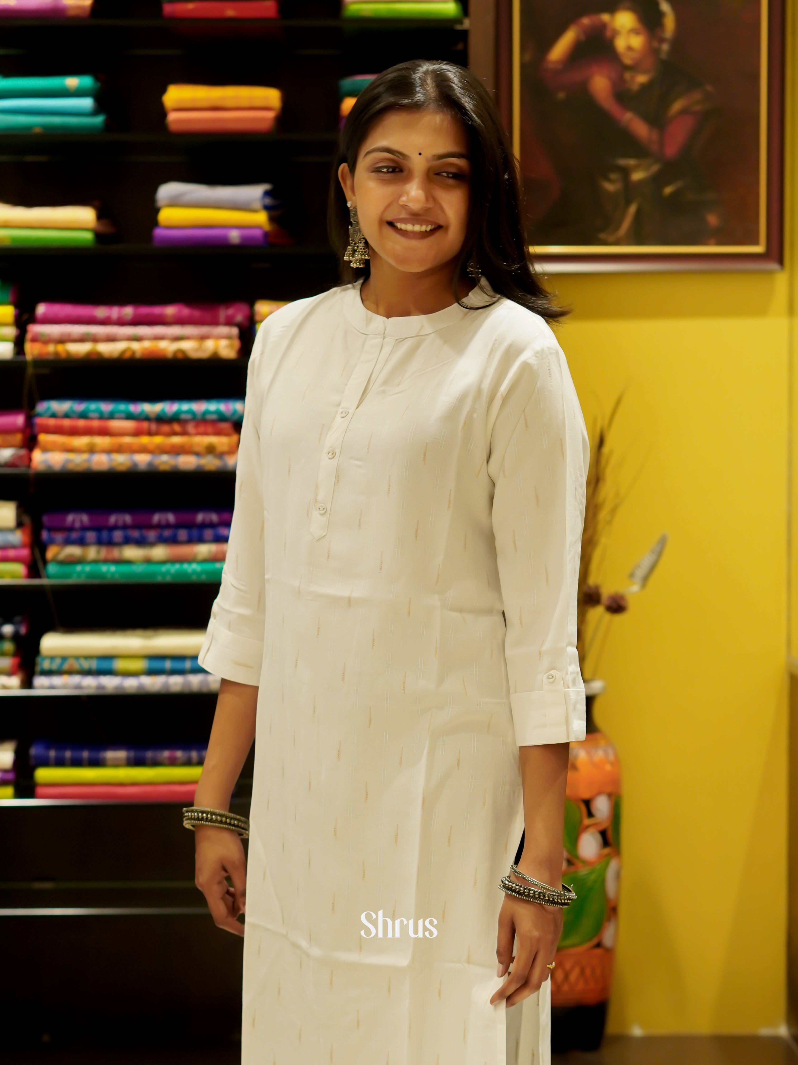 Cream - Readymade kurti - Shop on ShrusEternity.com