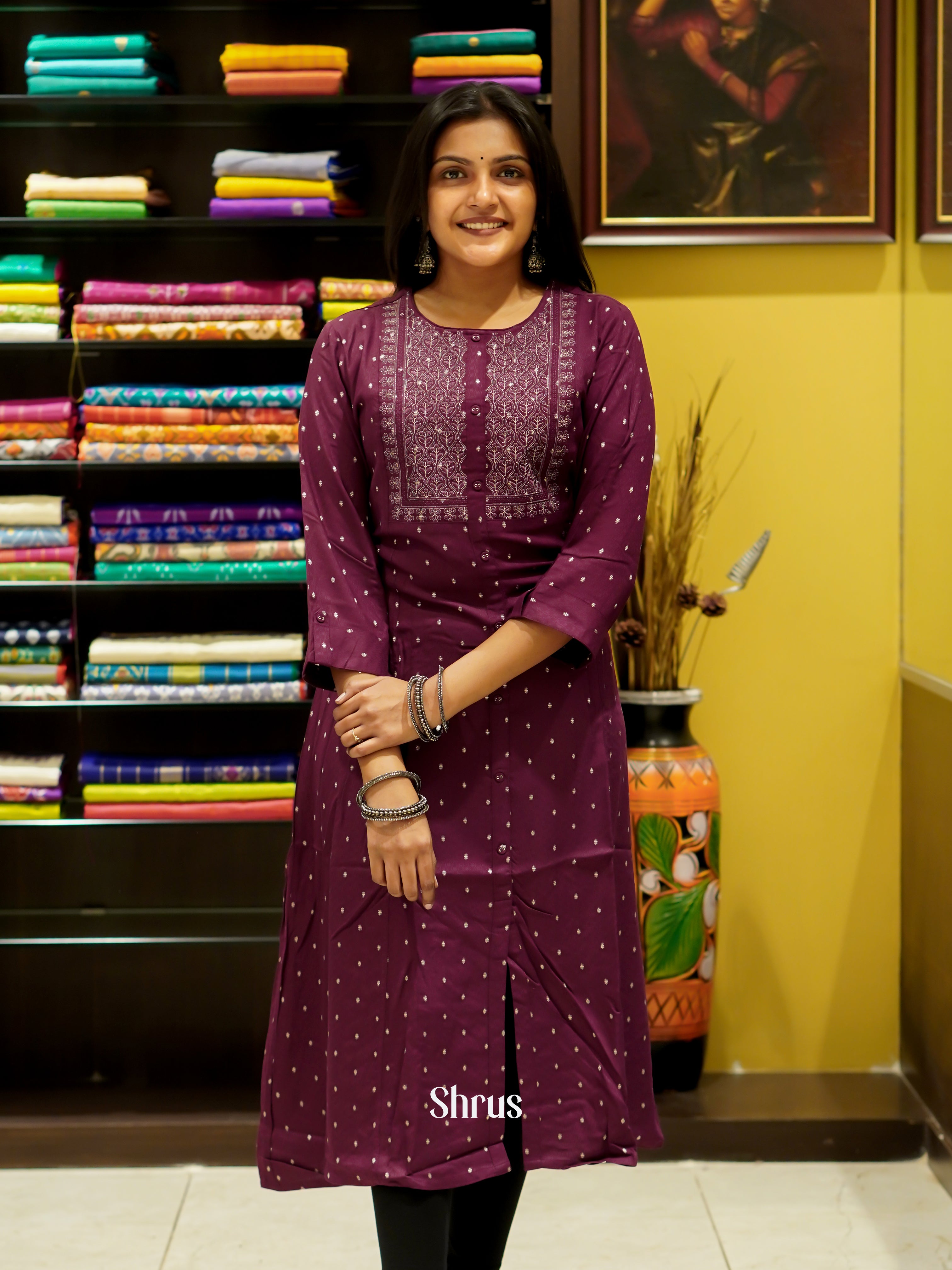 Wine - Readymade Kurti - Shop on ShrusEternity.com