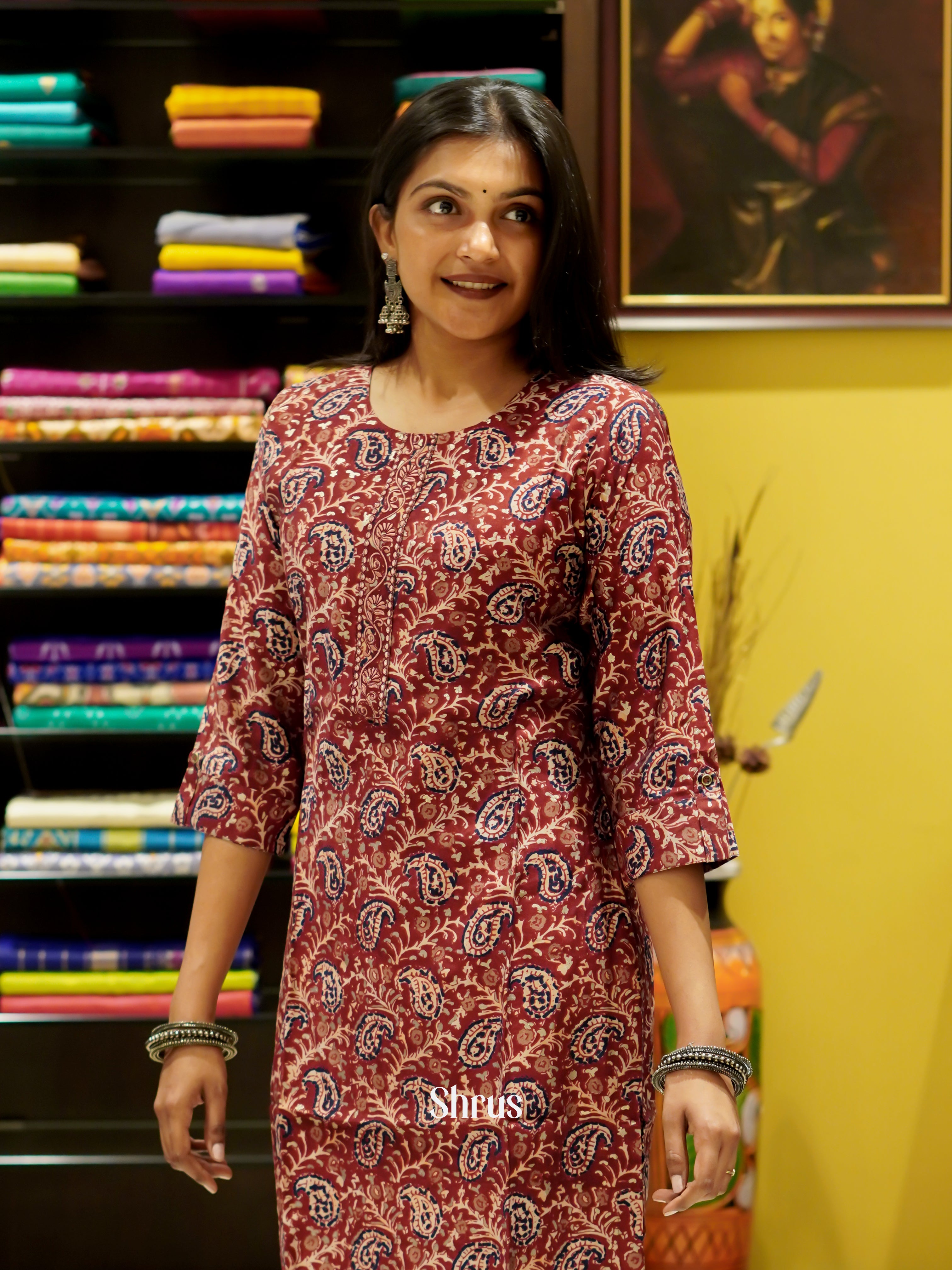 Brown - Readymade Kurti - Shop on ShrusEternity.com