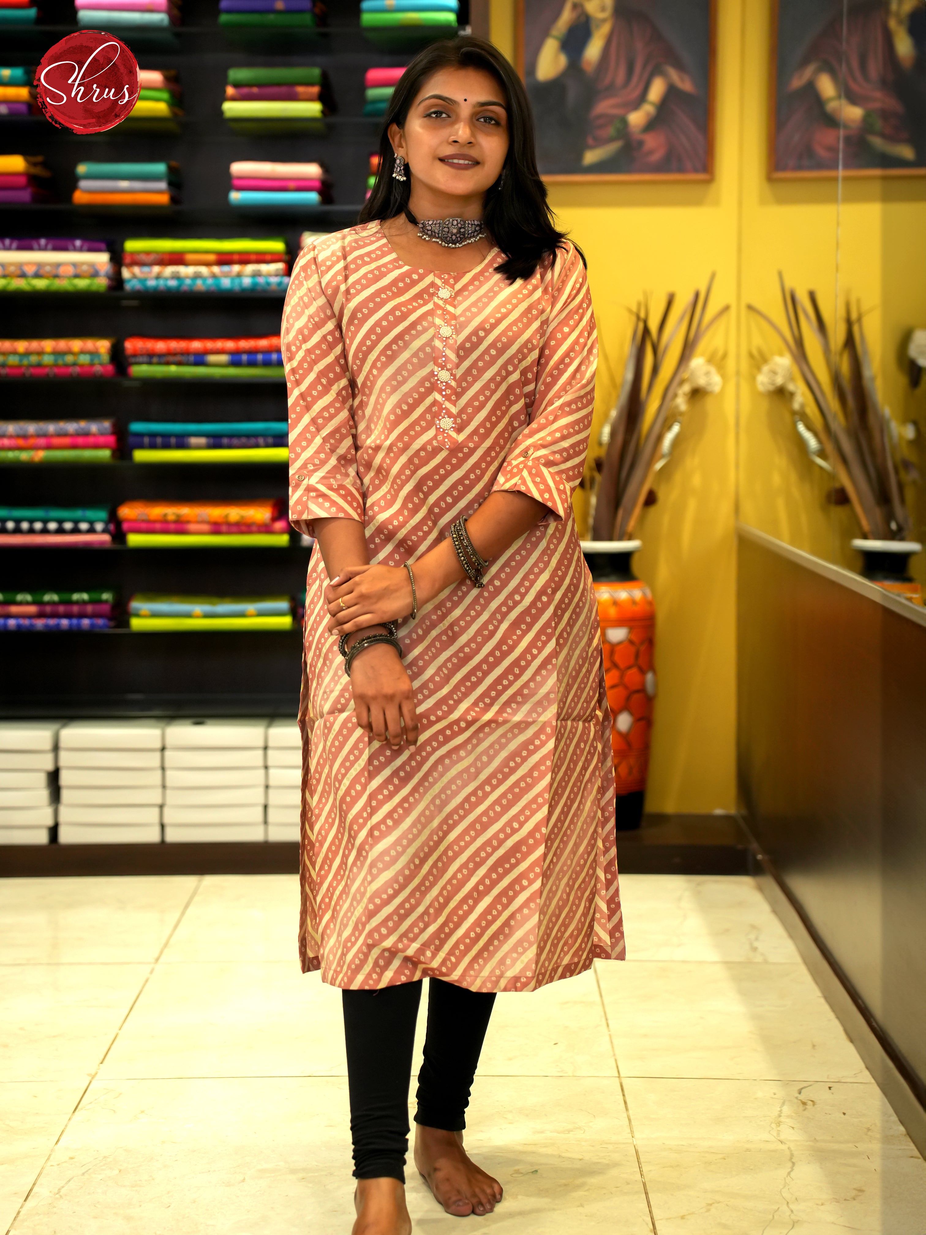 Cream & Peach- Readymade Kurti - Shop on ShrusEternity.com