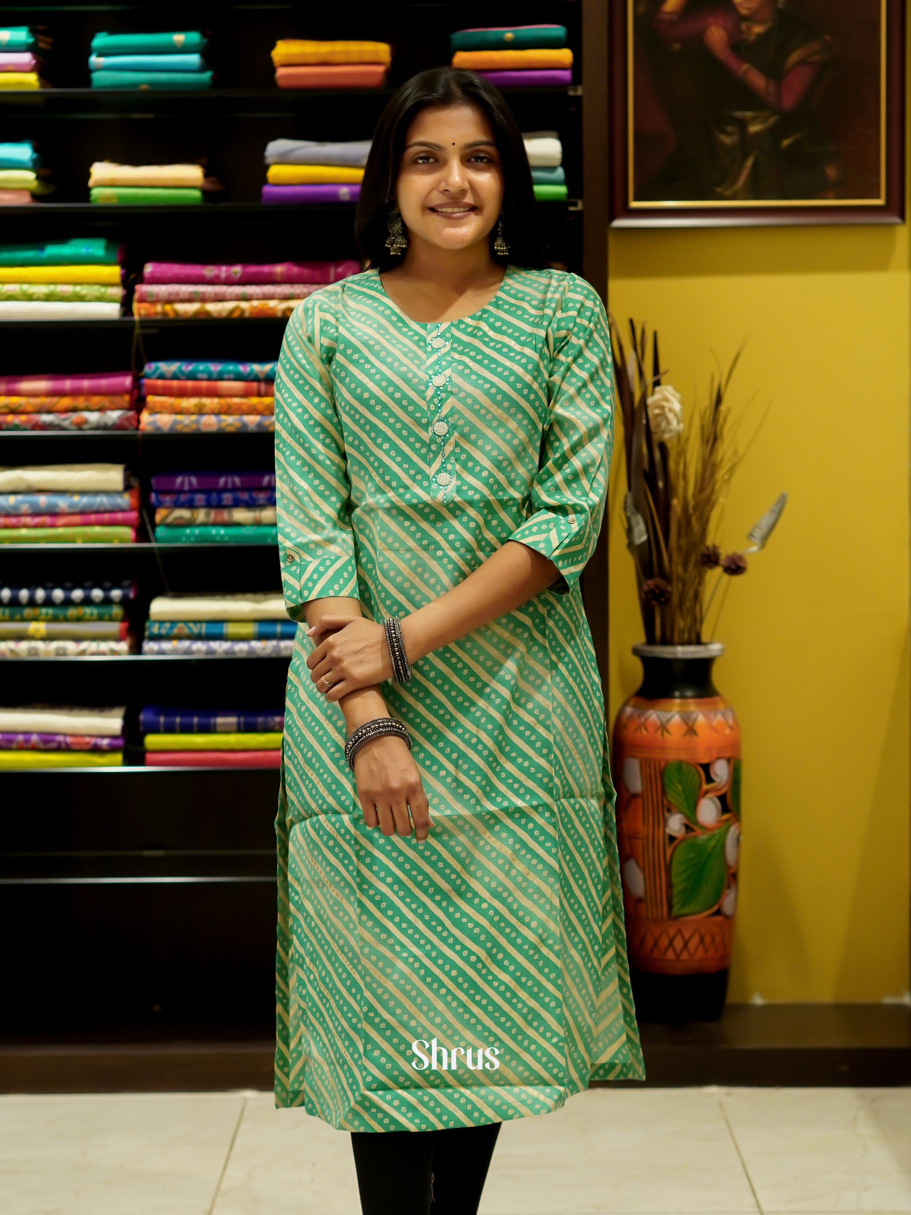 Green - Readymade Kurti - Shop on ShrusEternity.com