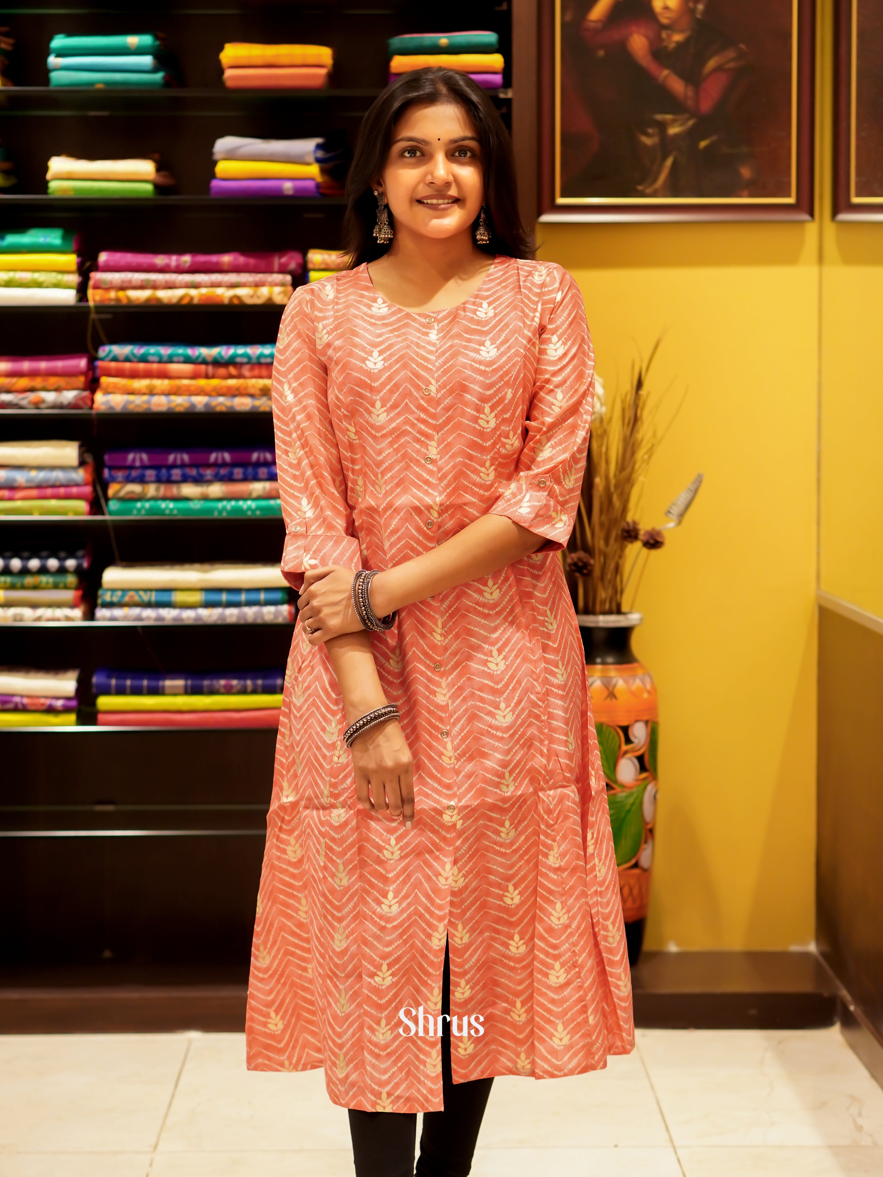 Peach - Readymade Kurti - Shop on ShrusEternity.com