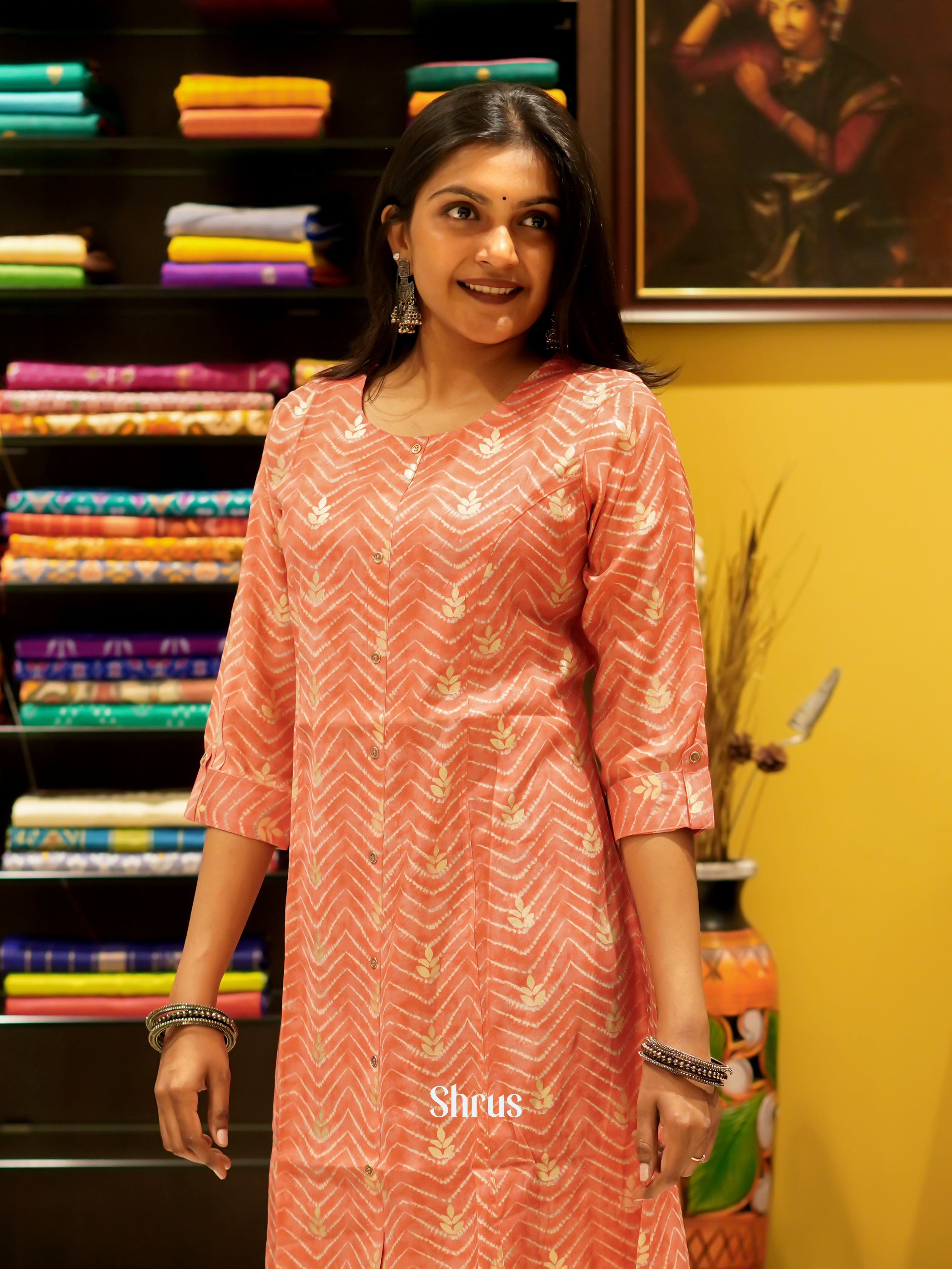 Peach - Readymade Kurti - Shop on ShrusEternity.com