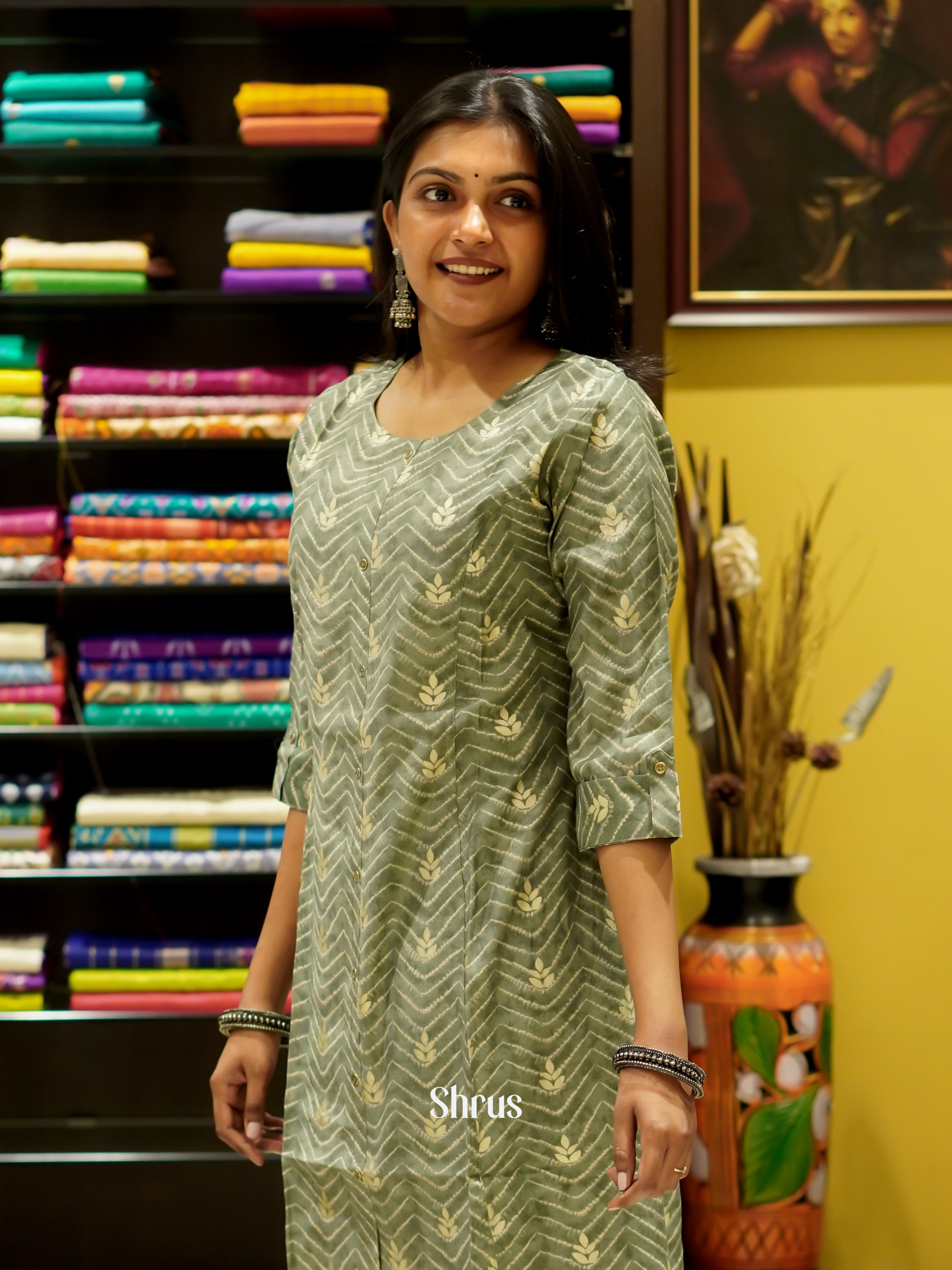 Green - Readymade Kurti - Shop on ShrusEternity.com