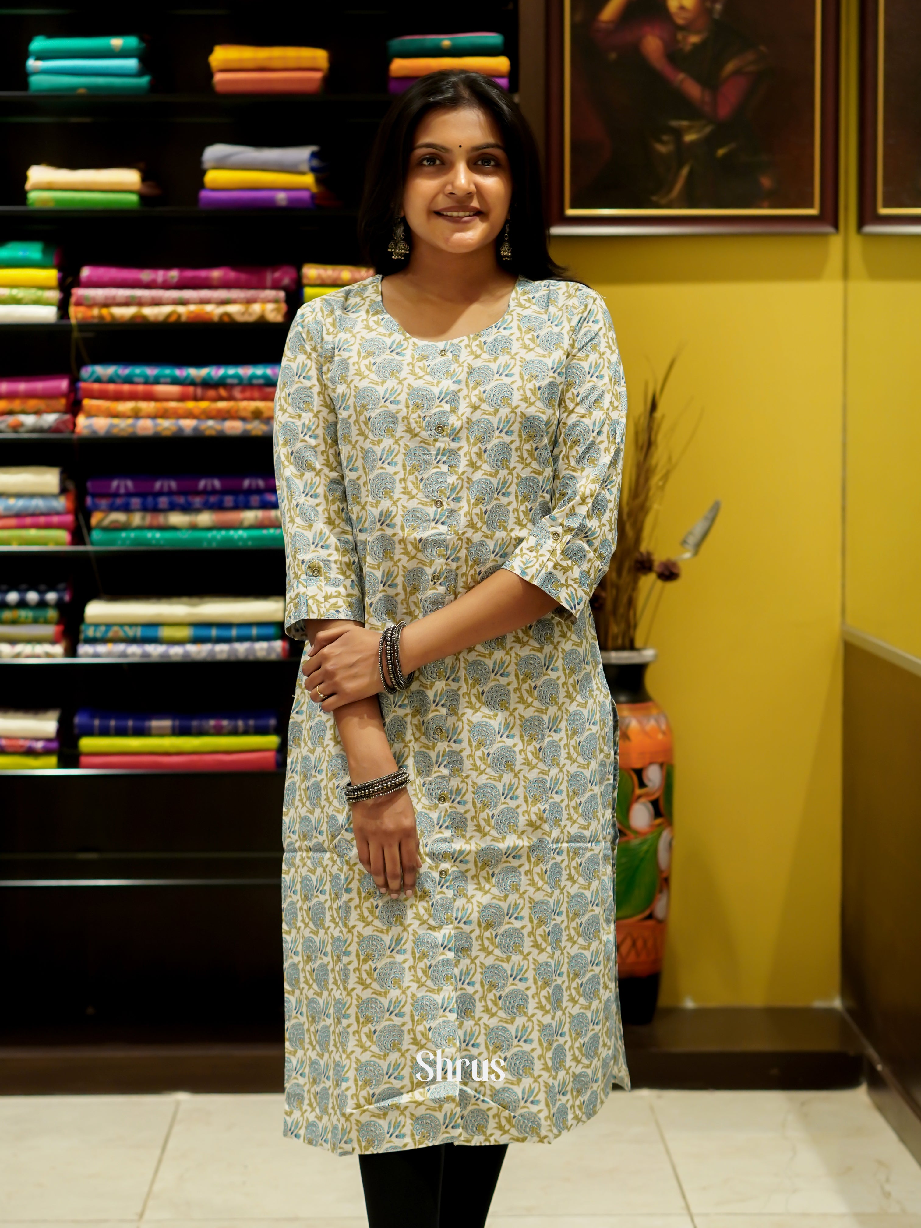 Green - Readymade Kurti - Shop on ShrusEternity.com