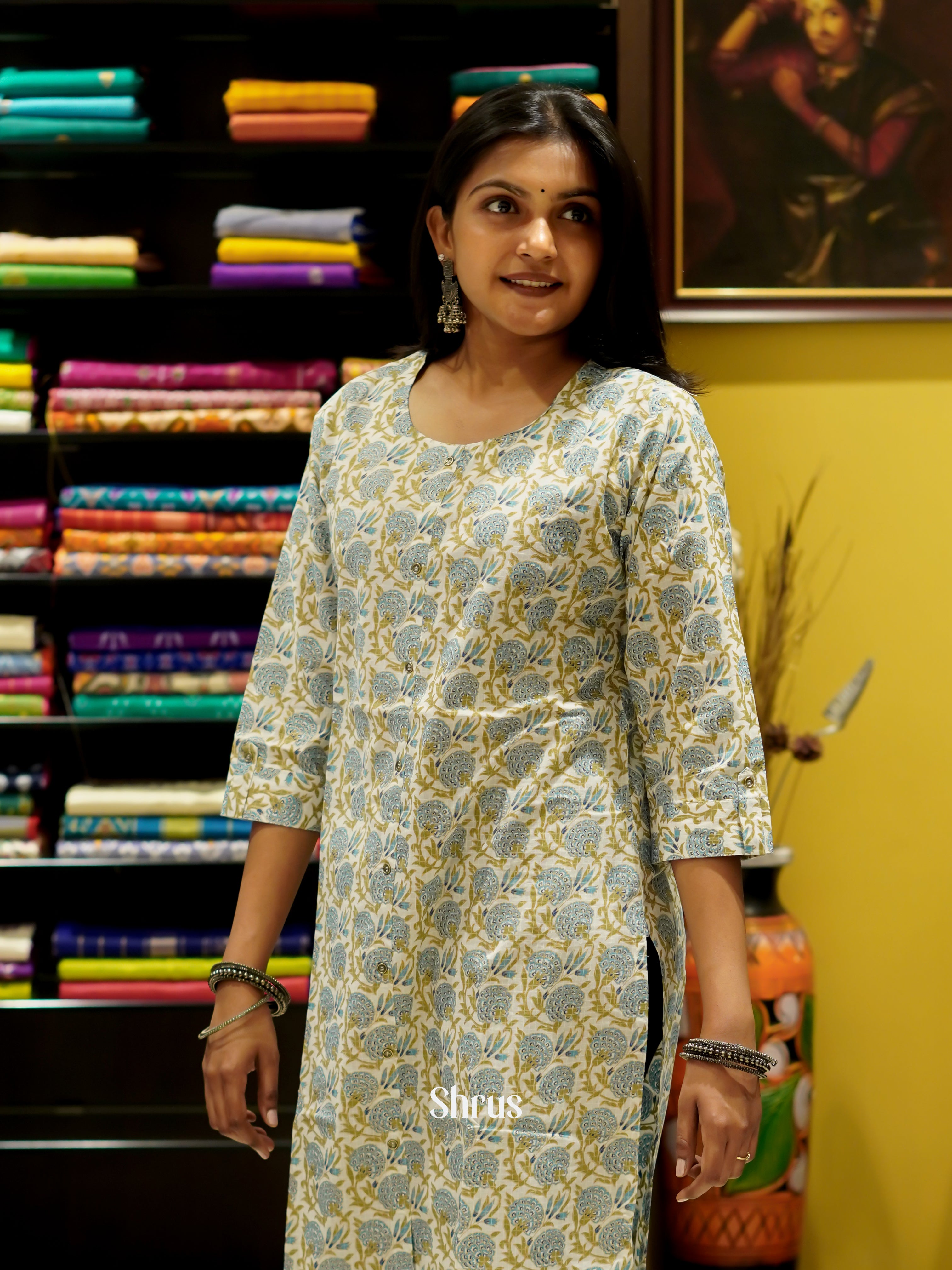 Green - Readymade Kurti - Shop on ShrusEternity.com