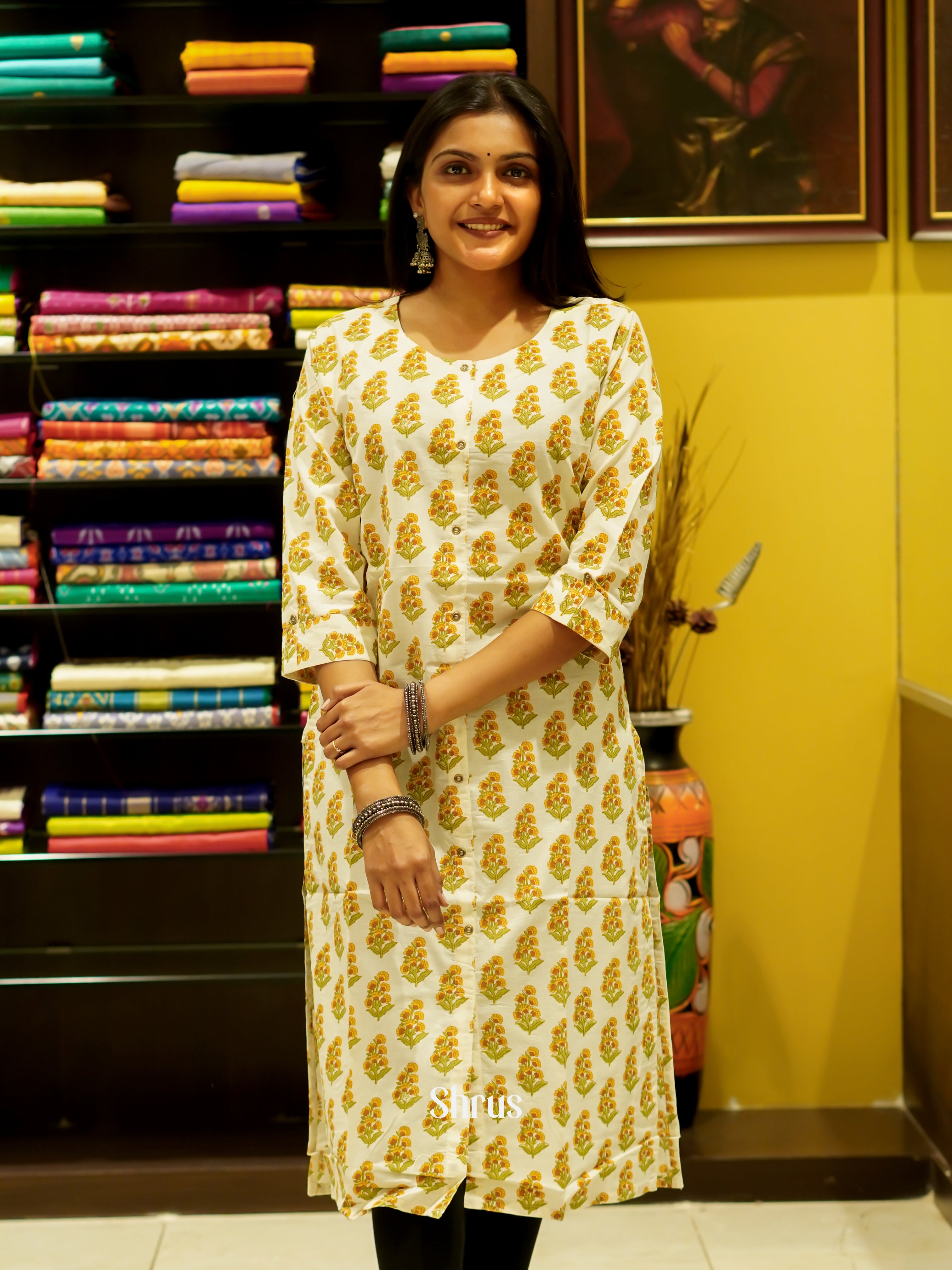 Cream - Readymade Kurti - Shop on ShrusEternity.com