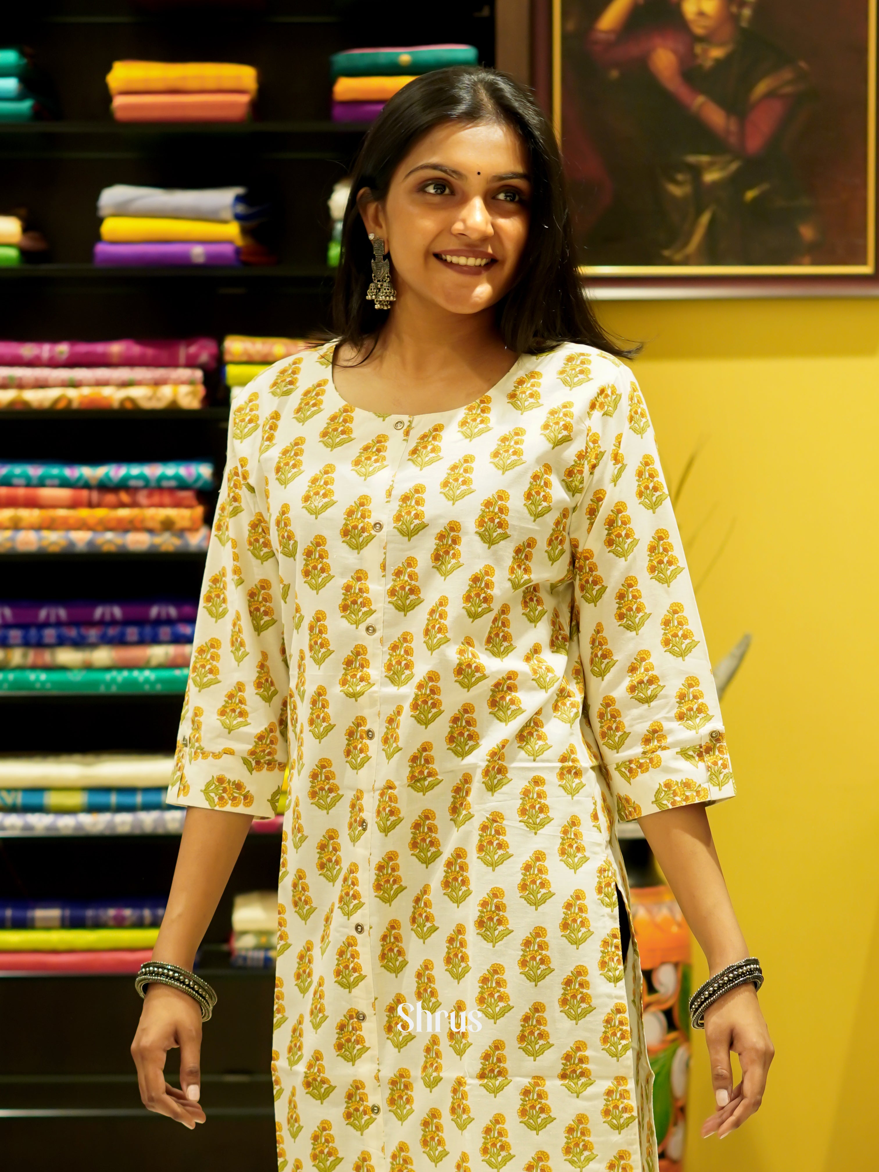 Cream - Readymade Kurti - Shop on ShrusEternity.com