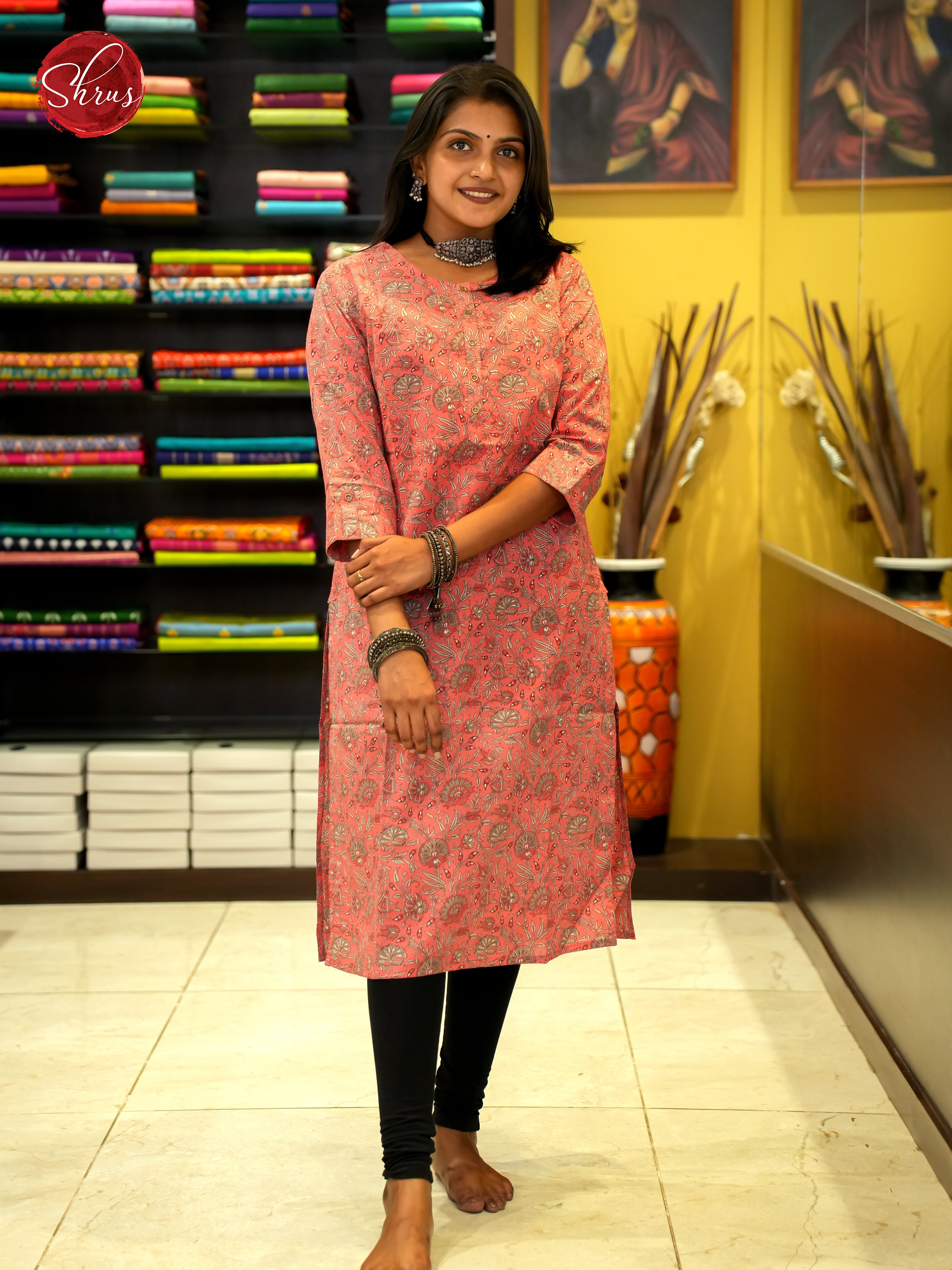 Peach - Printed Readymade Kurti - Shop on ShrusEternity.com