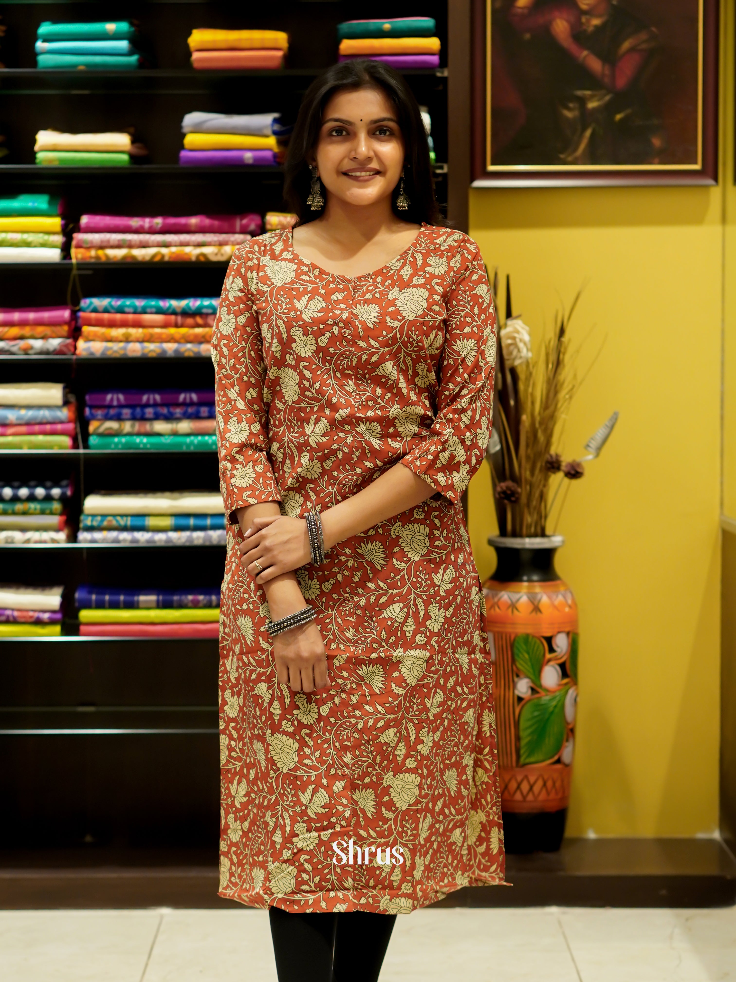 Brick Red - Readymade Kurti - Shop on ShrusEternity.com