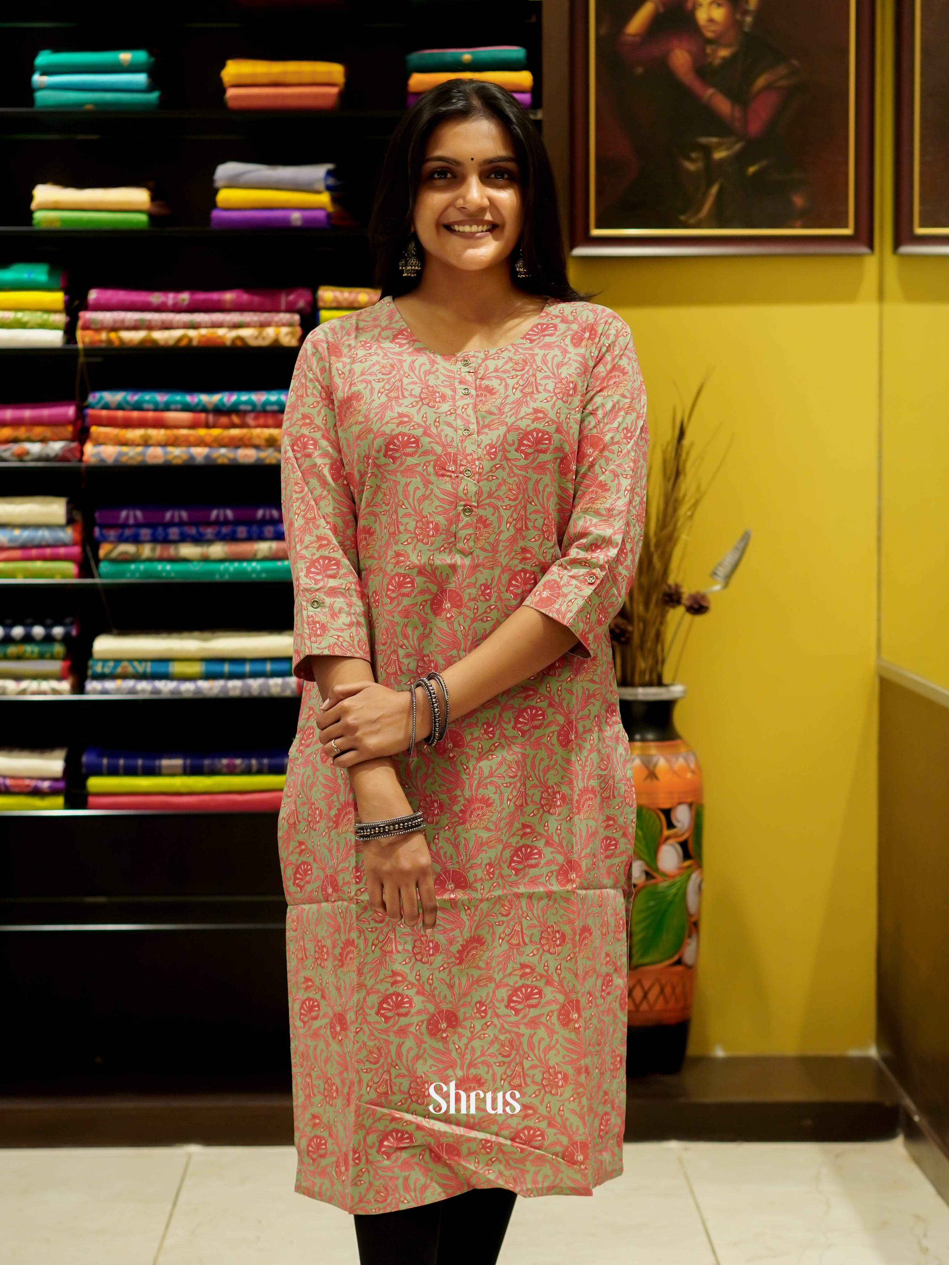 Green & Pink - Readymade Kurti - Shop on ShrusEternity.com