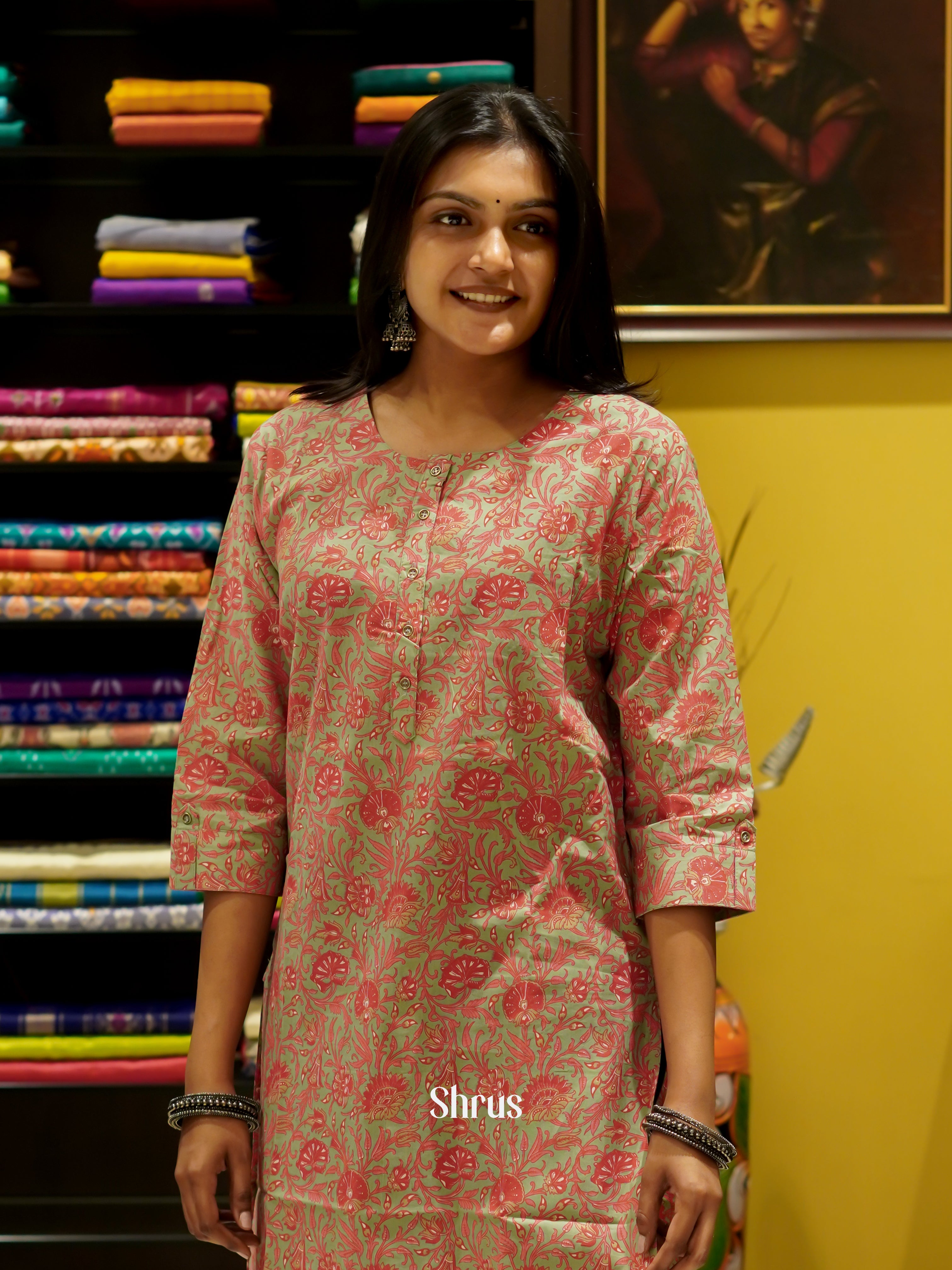 Green & Pink - Readymade Kurti - Shop on ShrusEternity.com