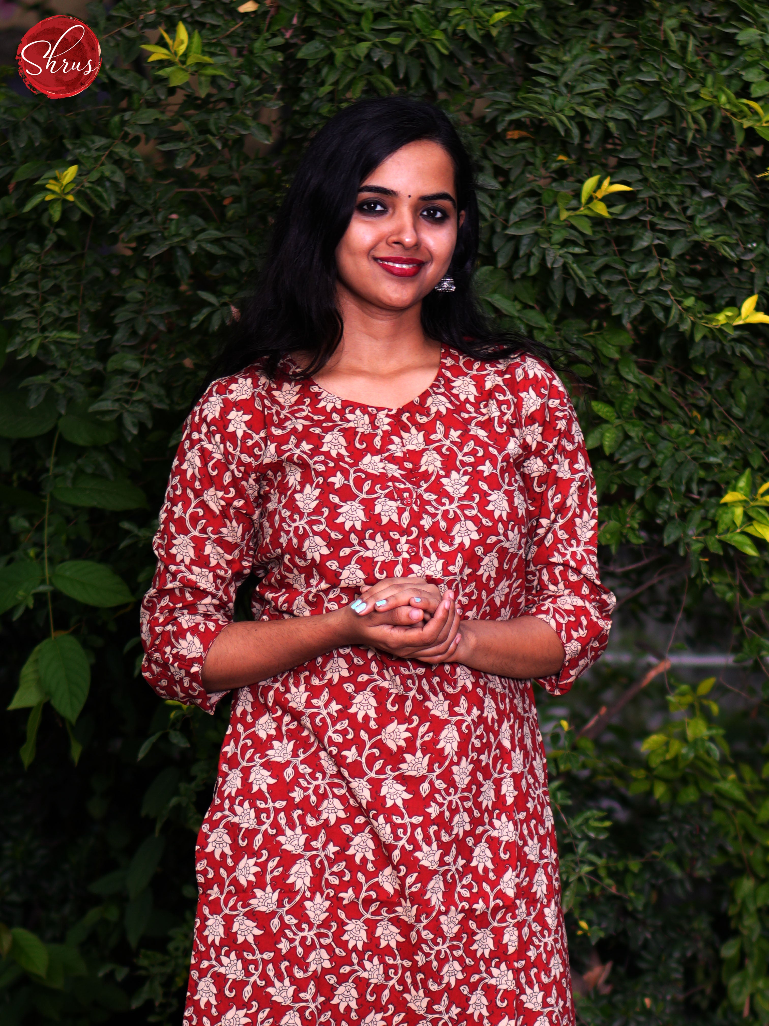 Red -Casual Readymade Kurti - Shop on ShrusEternity.com