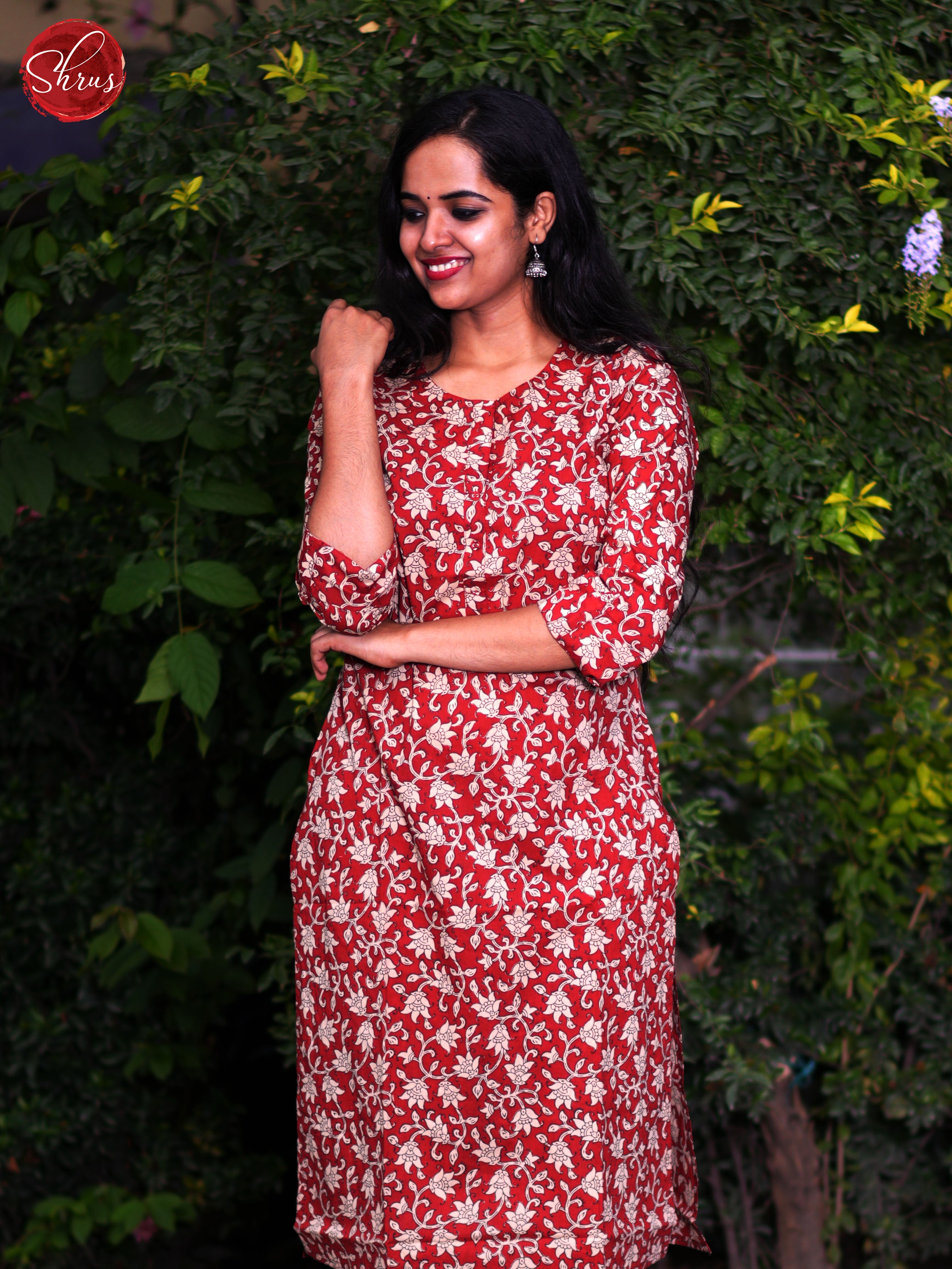 Red -Casual Readymade Kurti - Shop on ShrusEternity.com