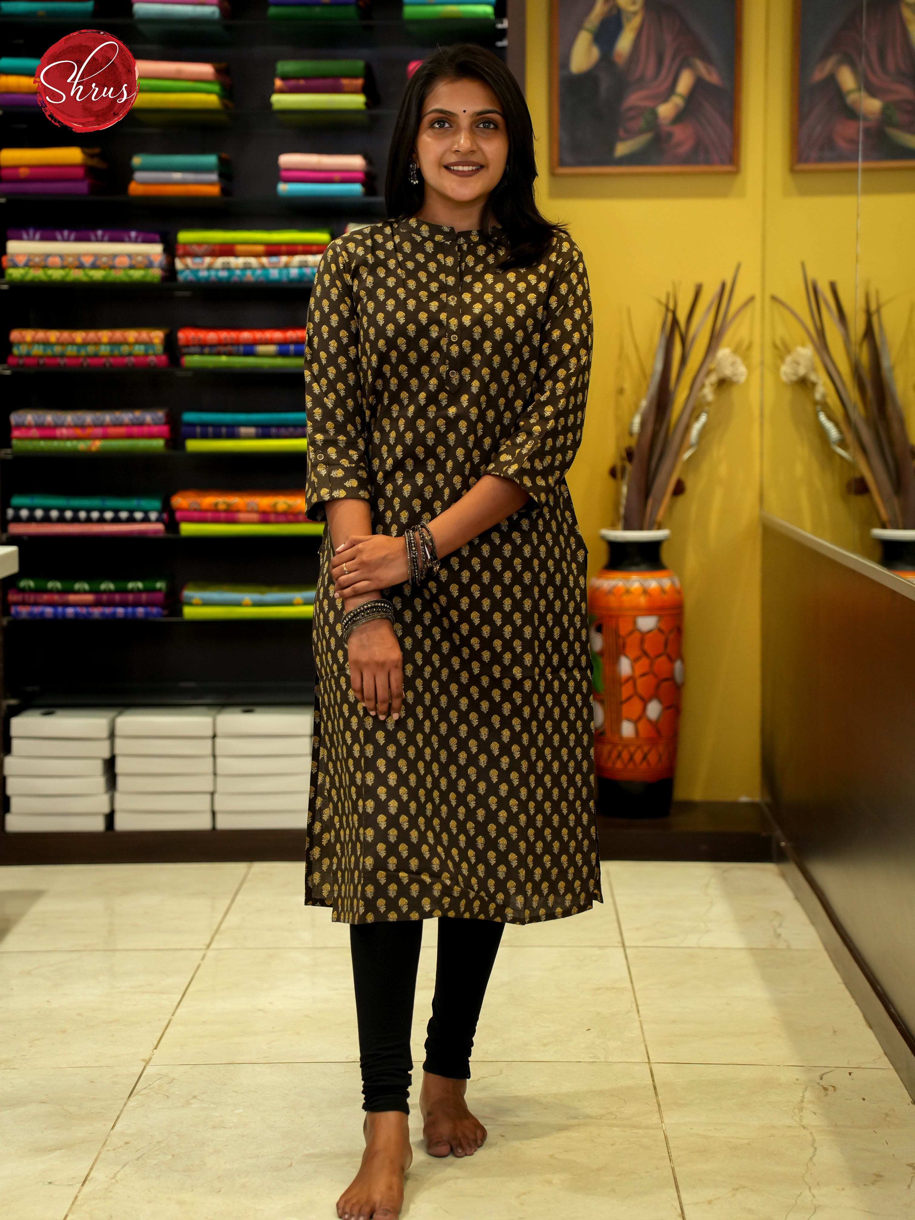 Black - Readymade Printed Kurti - Shop on ShrusEternity.com
