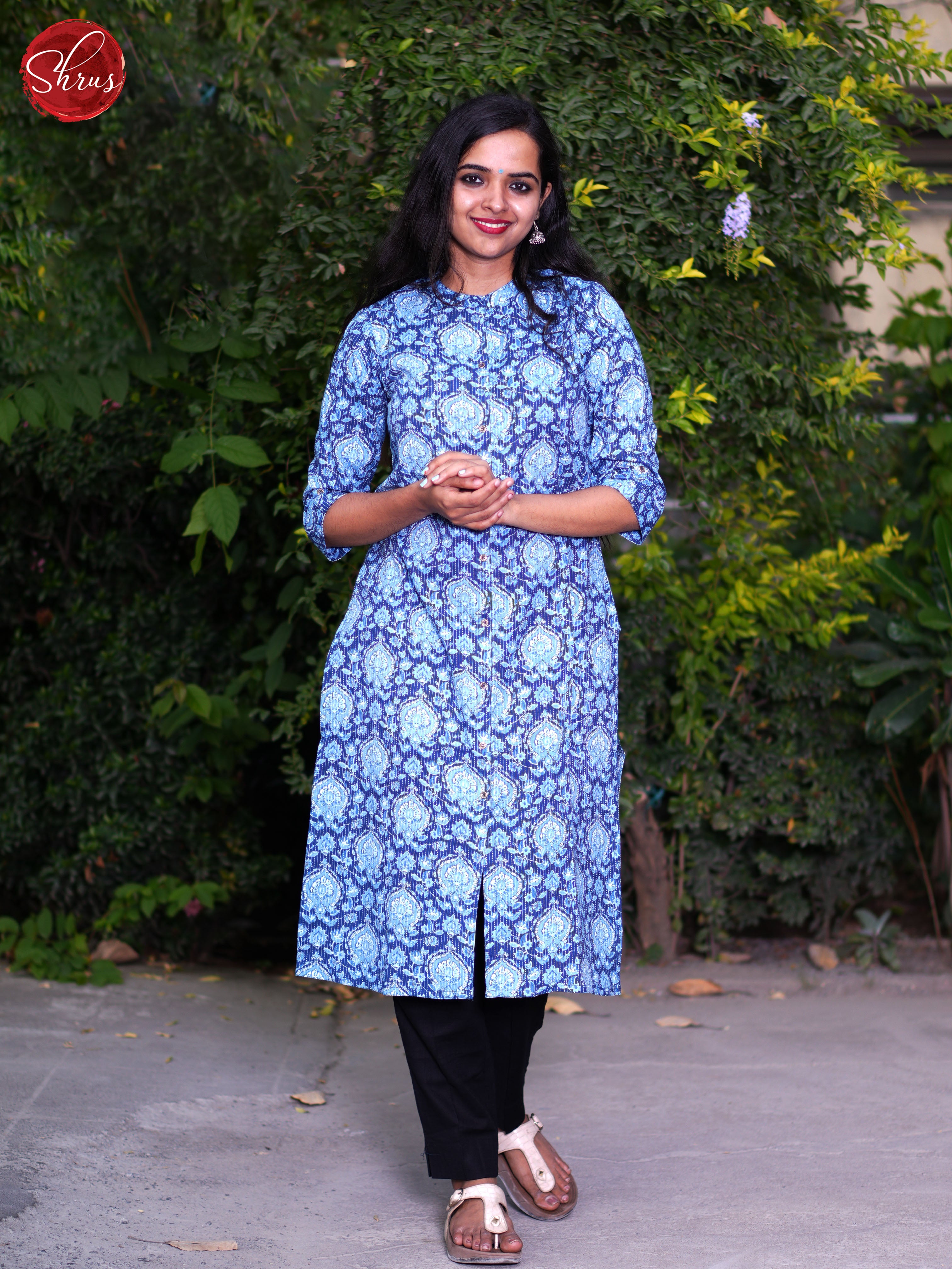 Blue - Readymade Kurti - Shop on ShrusEternity.com