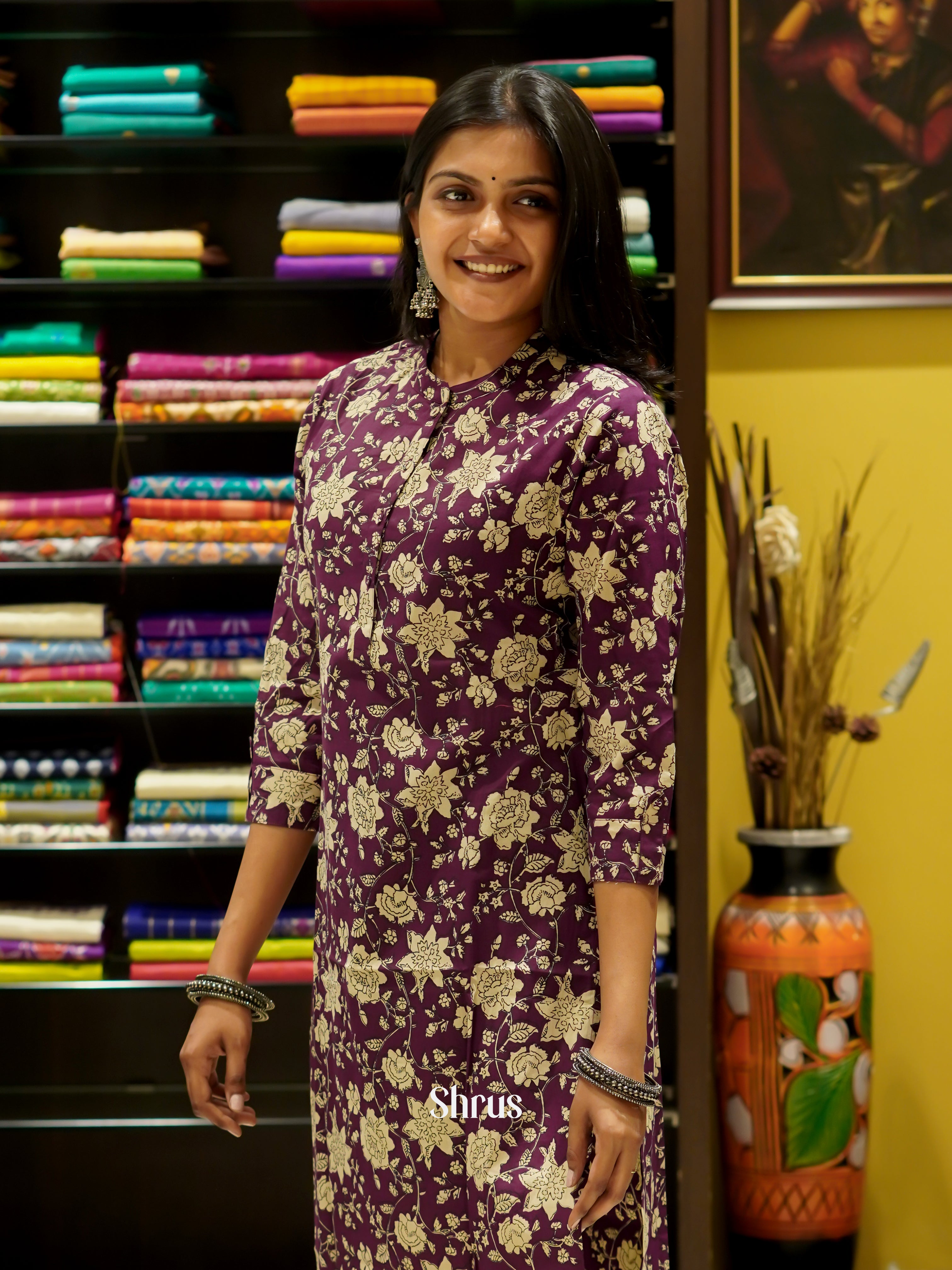 Purple - Readymade Kurti - Shop on ShrusEternity.com