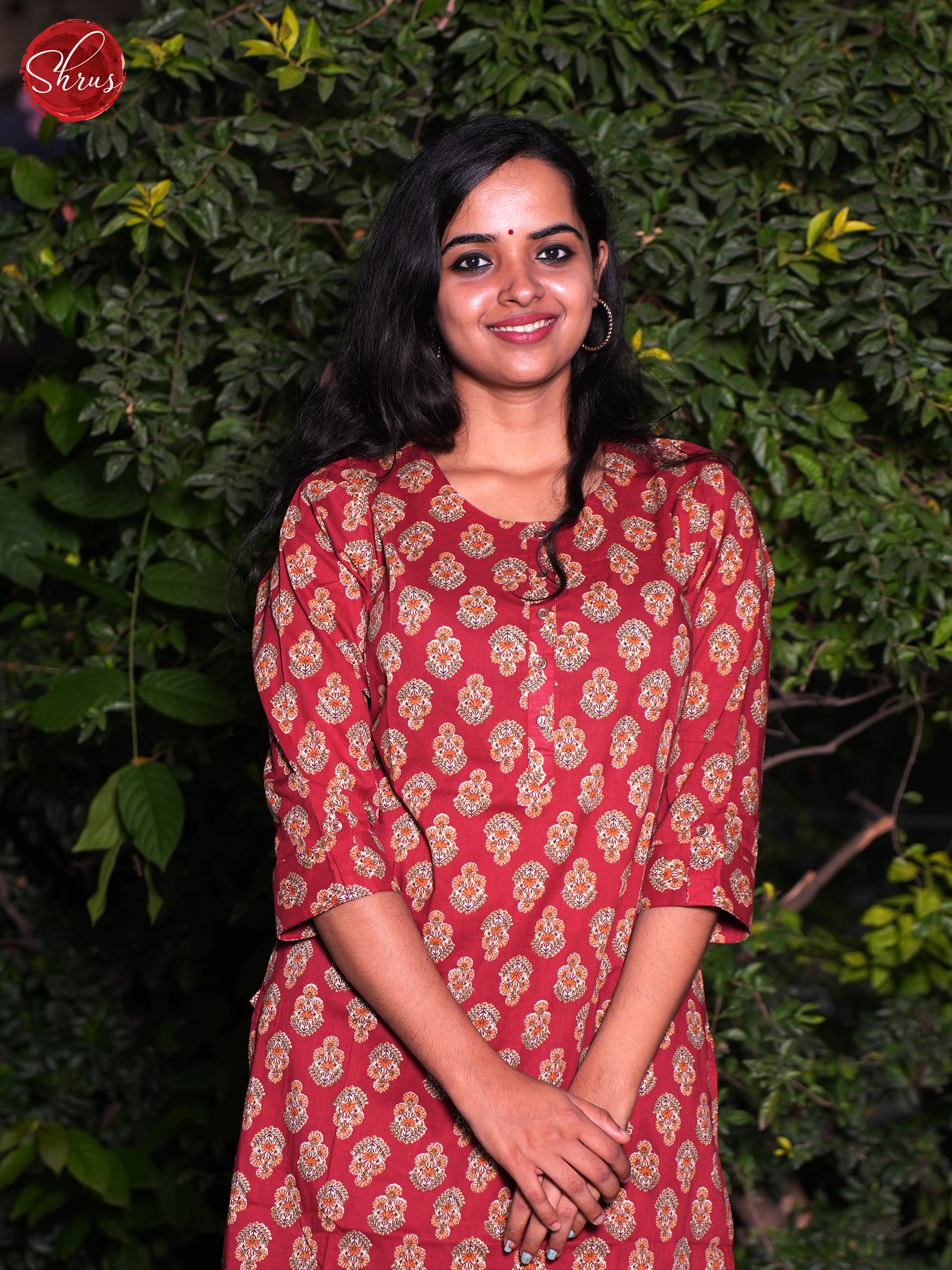 Red- Casual Printed Readymade Kurti - Shop on ShrusEternity.com