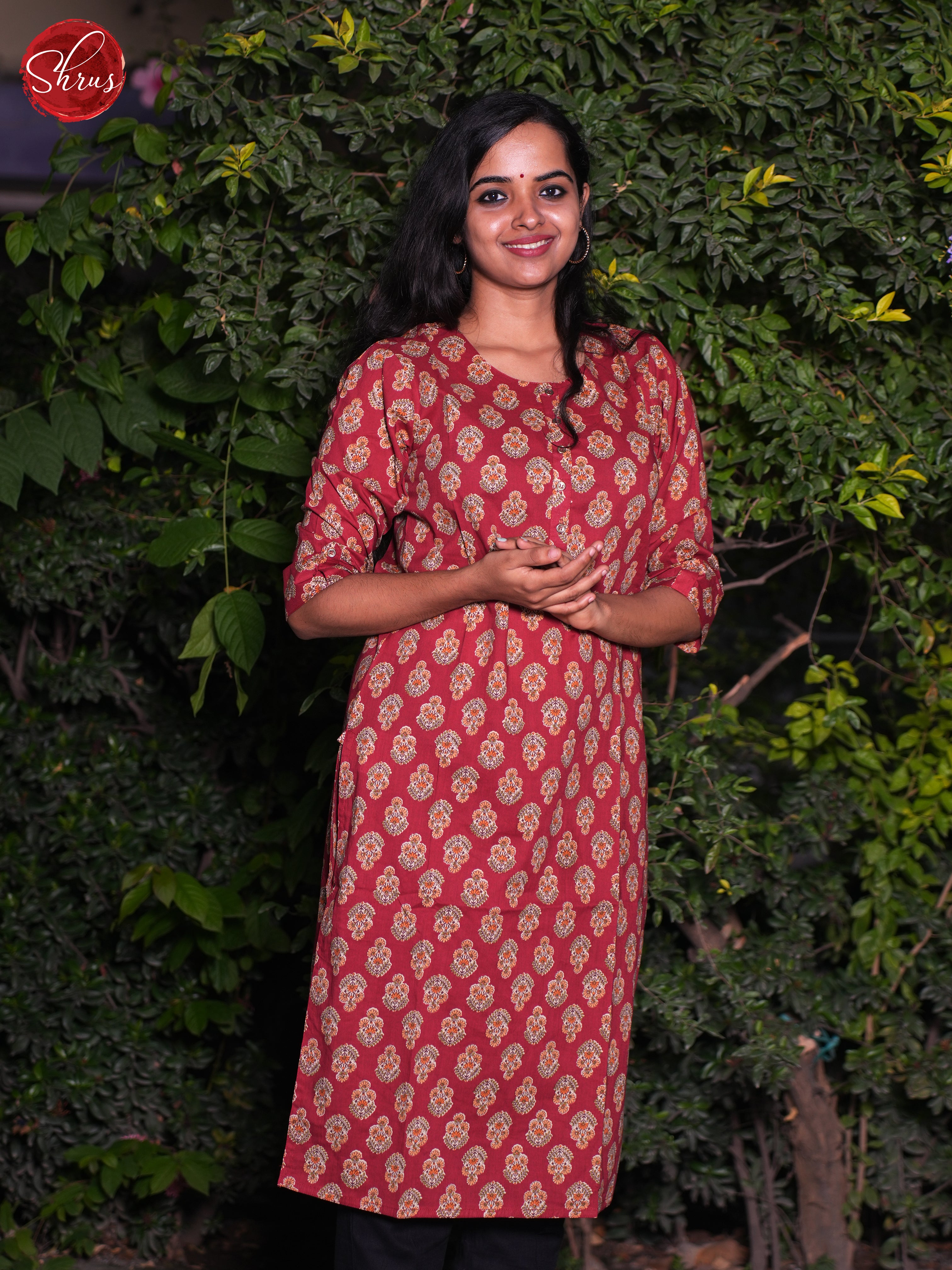 Red- Casual Printed Readymade Kurti - Shop on ShrusEternity.com