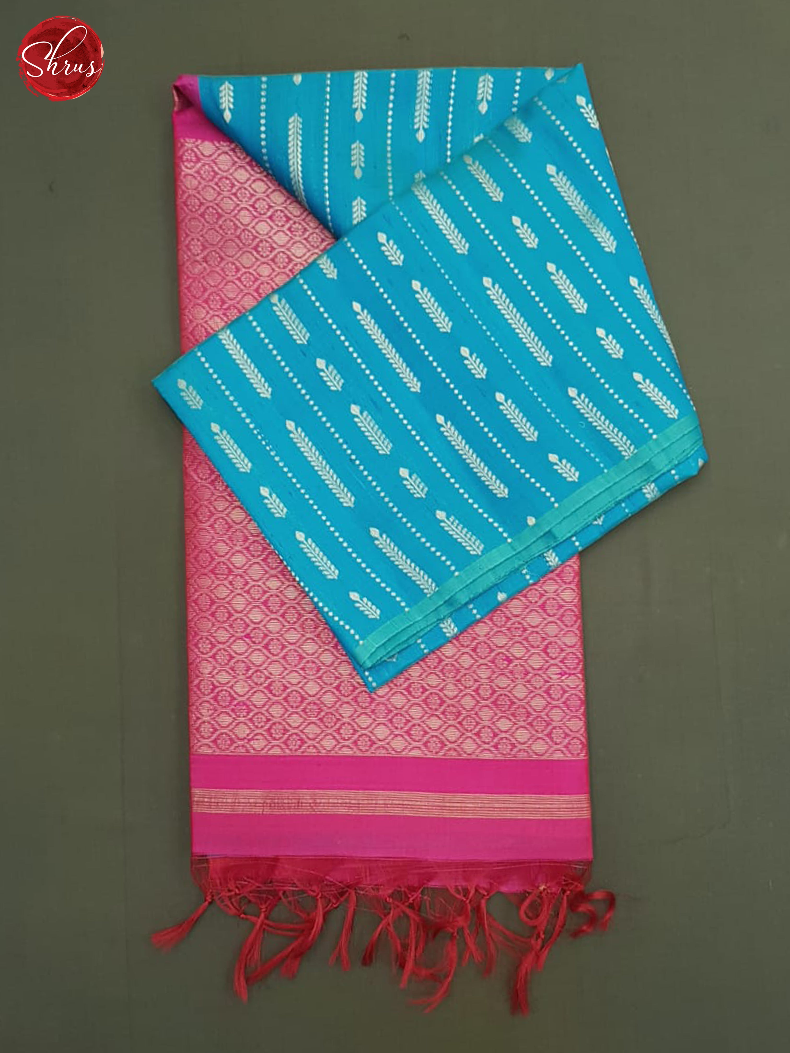 Blue and Pink - Raw Silk Saree - Shop on ShrusEternity.com